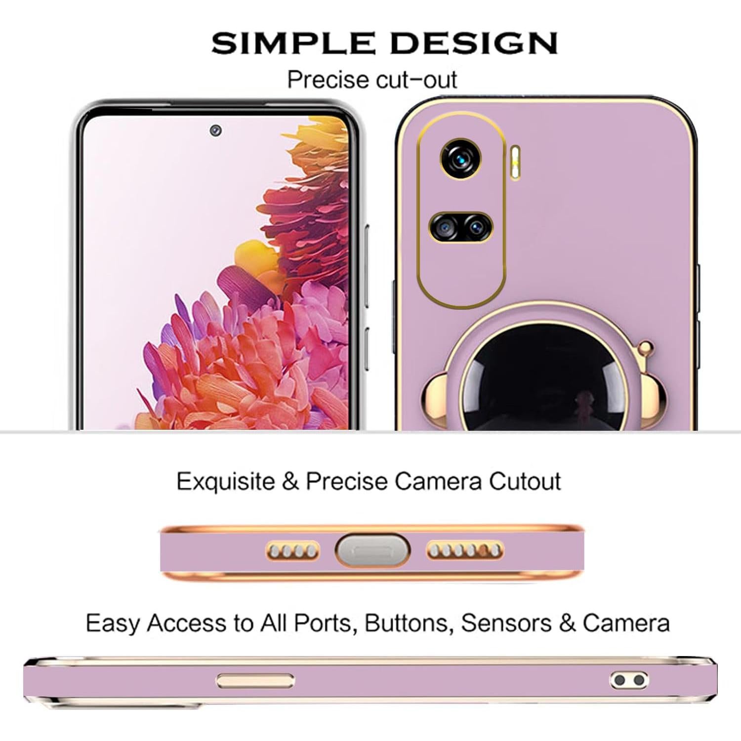 Funda Silicona Honor 90 Lite con Soporte Astronauta Púrpura