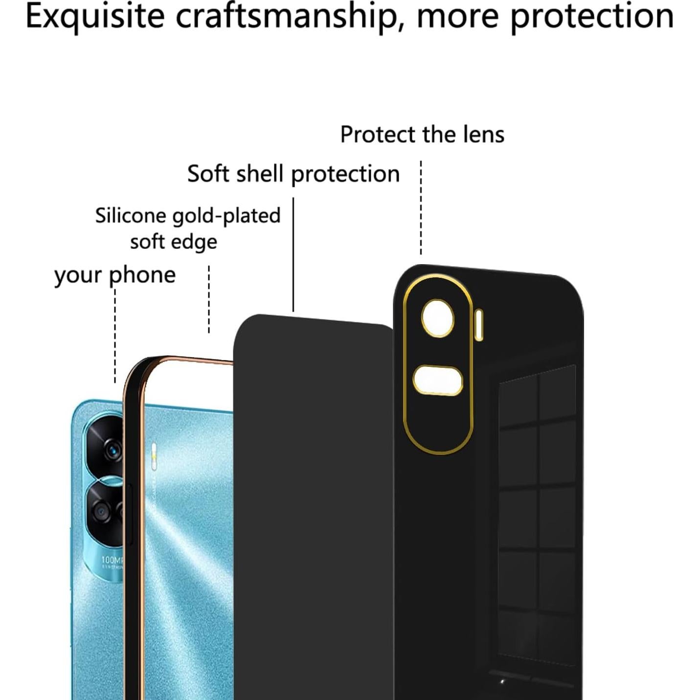 Funda Silicona TPU Honor 90 Lite Negra a Prueba de Golpes