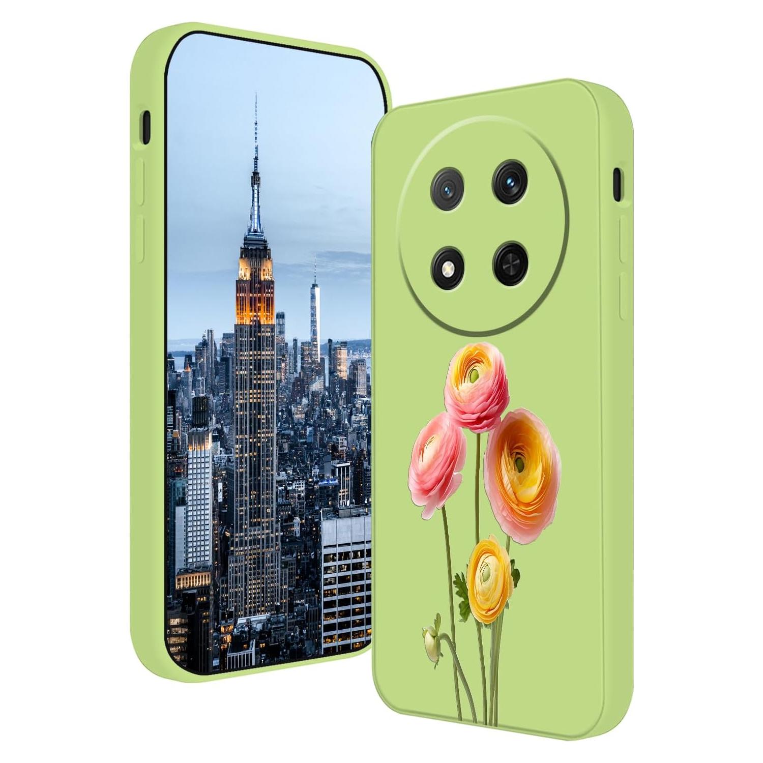 Funda Silicona Honor Magic 7 Lite Floral Verde Ultra Delgado
