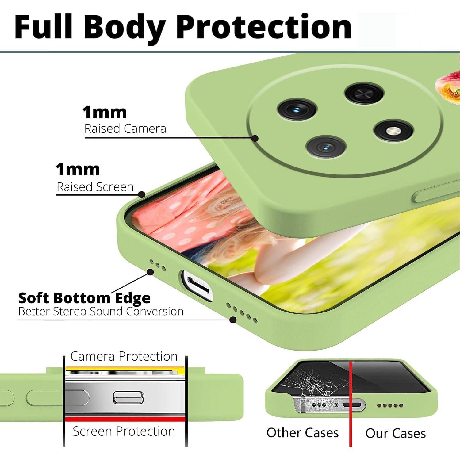 Funda Silicona Honor Magic 7 Lite Floral Verde Ultra Delgado