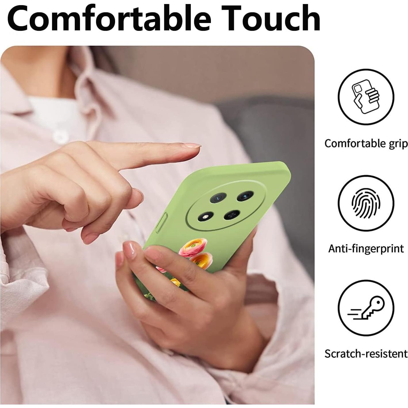 Funda Silicona Honor Magic 7 Lite Floral Verde Ultra Delgado