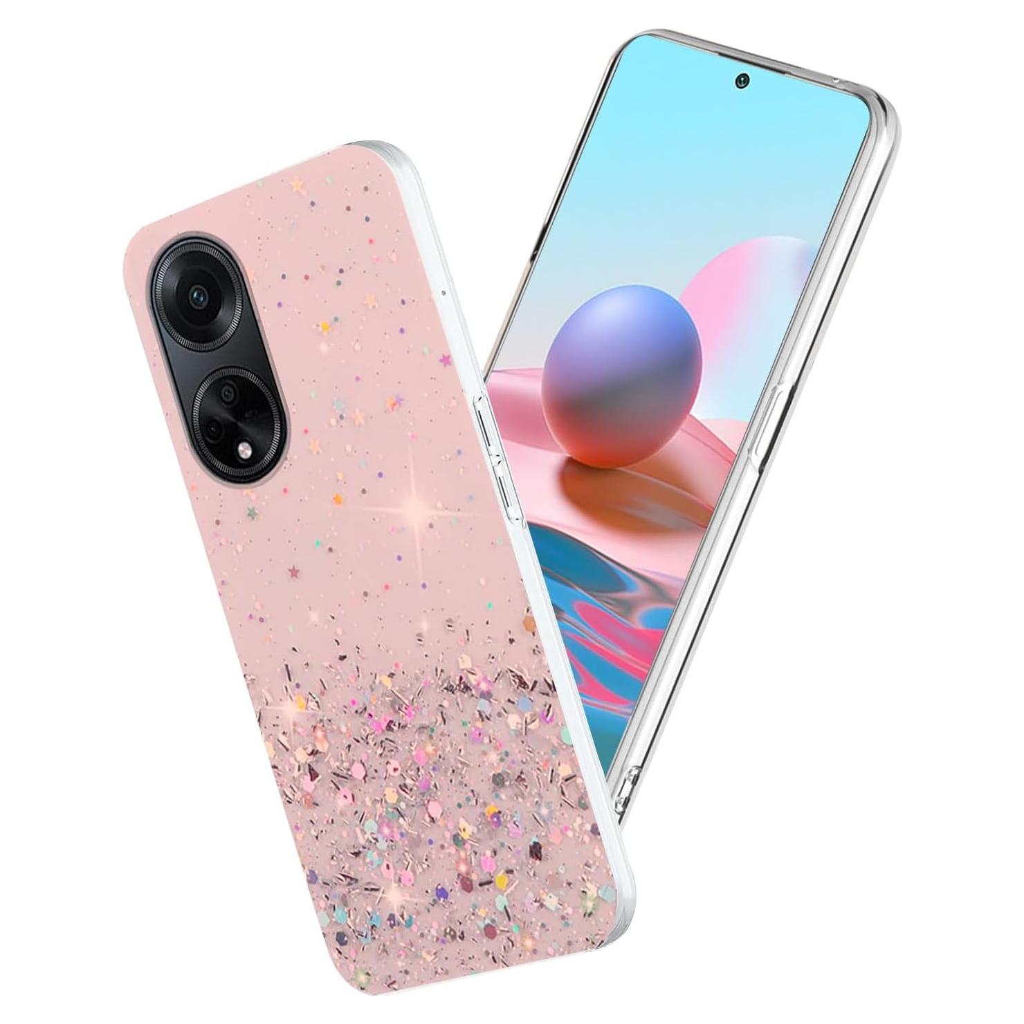 Funda de Silicona Brillante para Honor 90 - Rosa con Purpurina