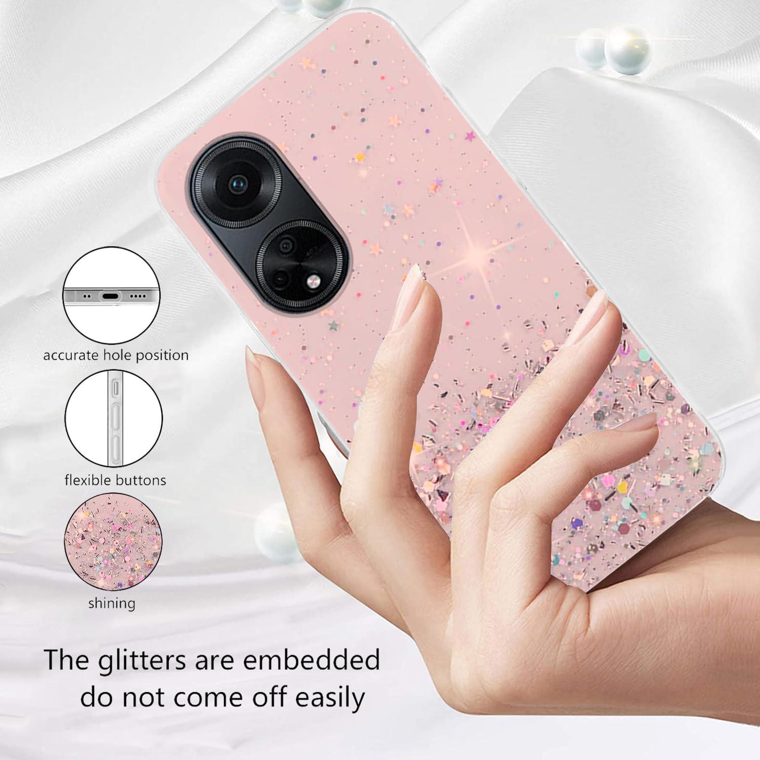 Funda de Silicona Brillante para Honor 90 - Rosa con Purpurina