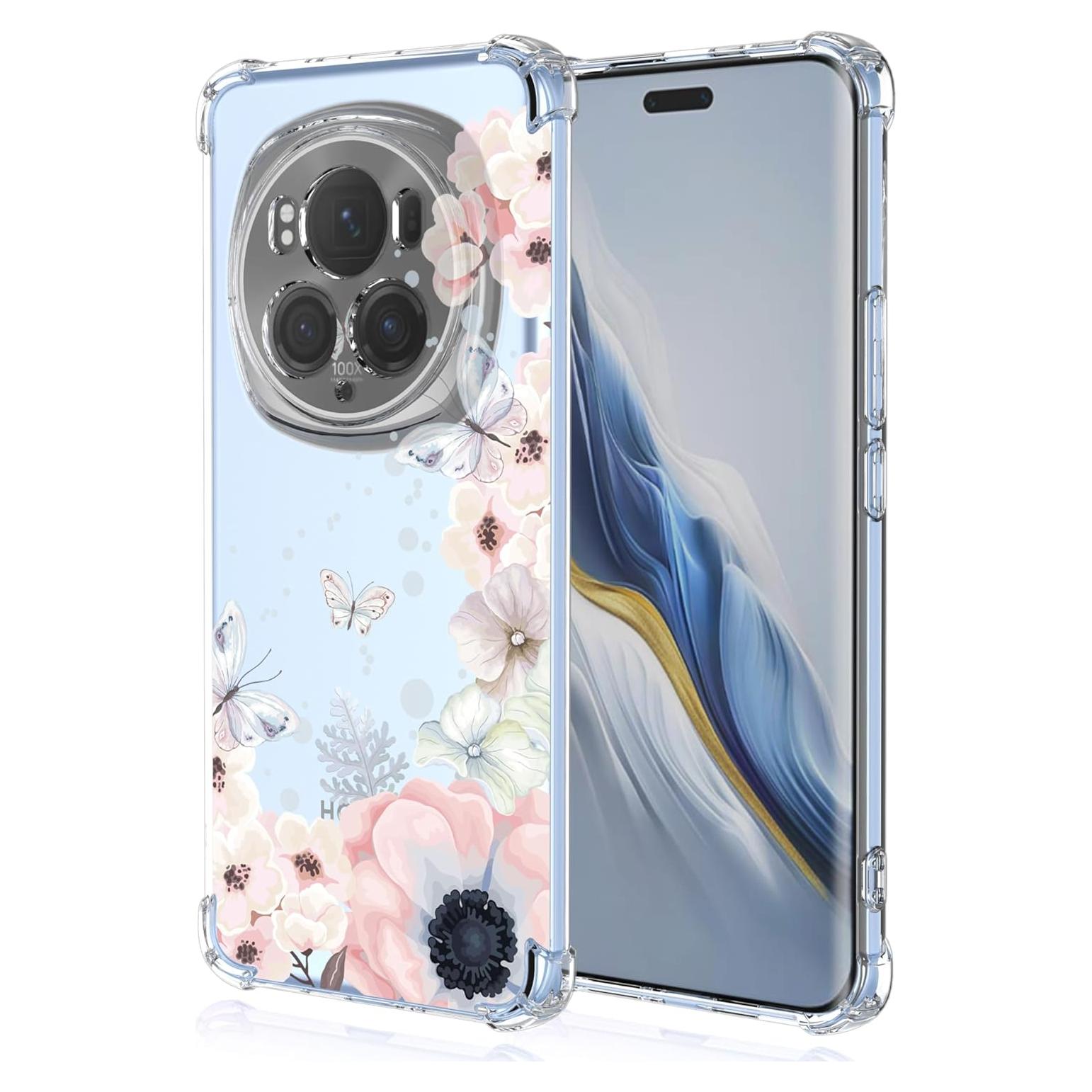 Funda Honor Magic 6 Pro Floral Rosa Antigolpes TPU