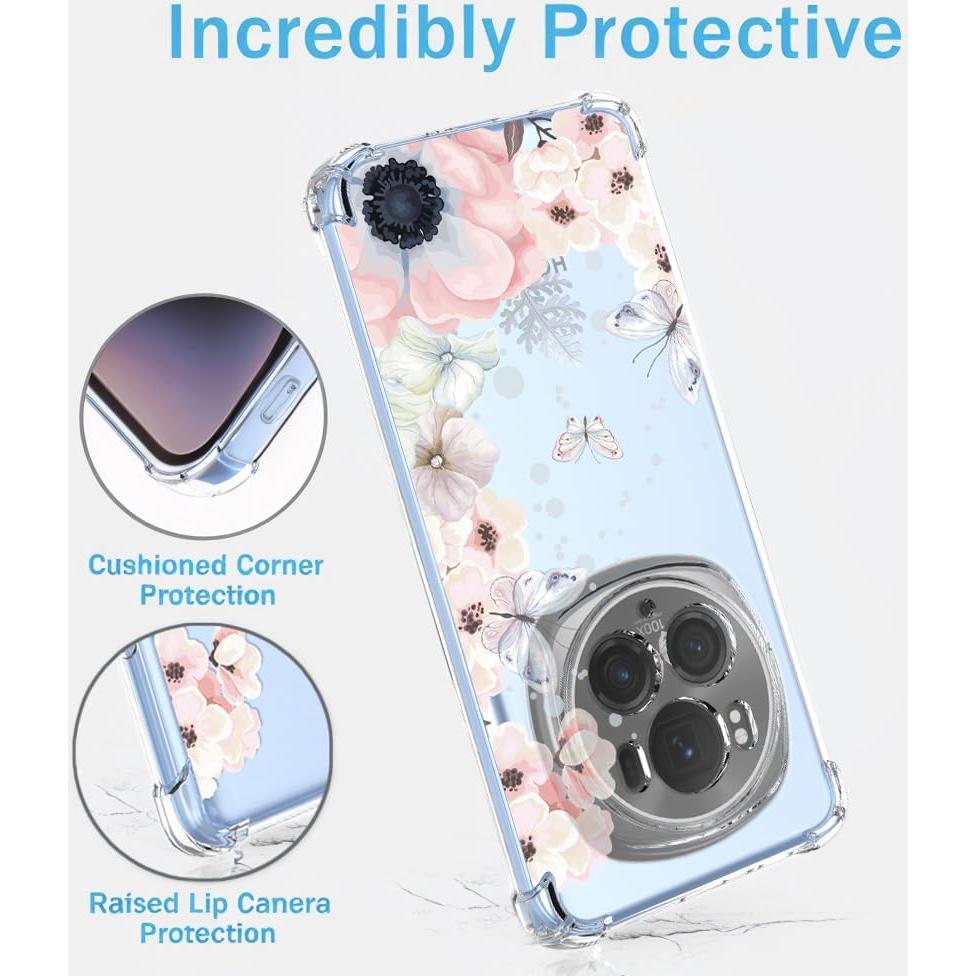 Funda Honor Magic 6 Pro Floral Rosa Antigolpes TPU