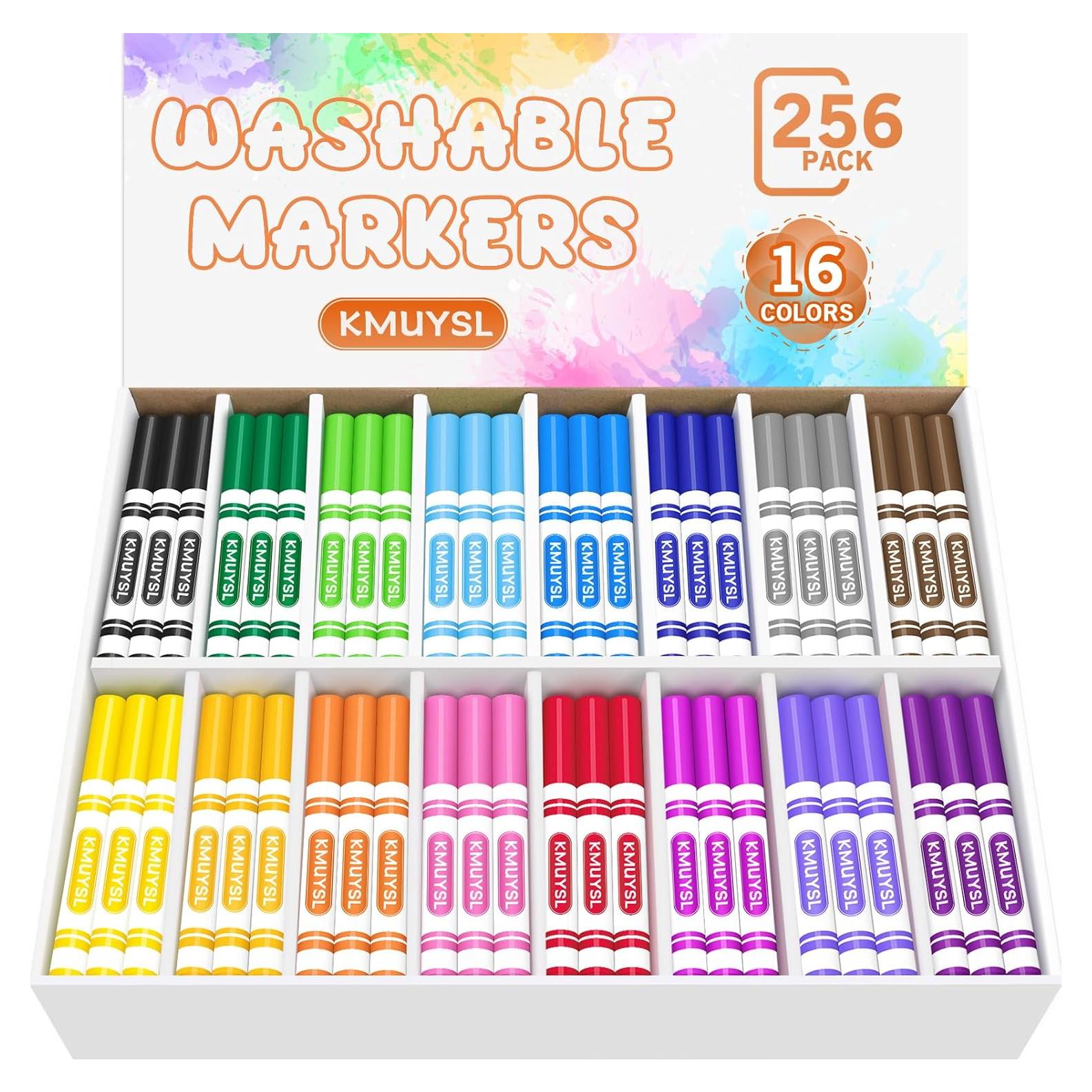 Marcadores Lavables KMUYSL 256 Pcs 16 Colores para Niños