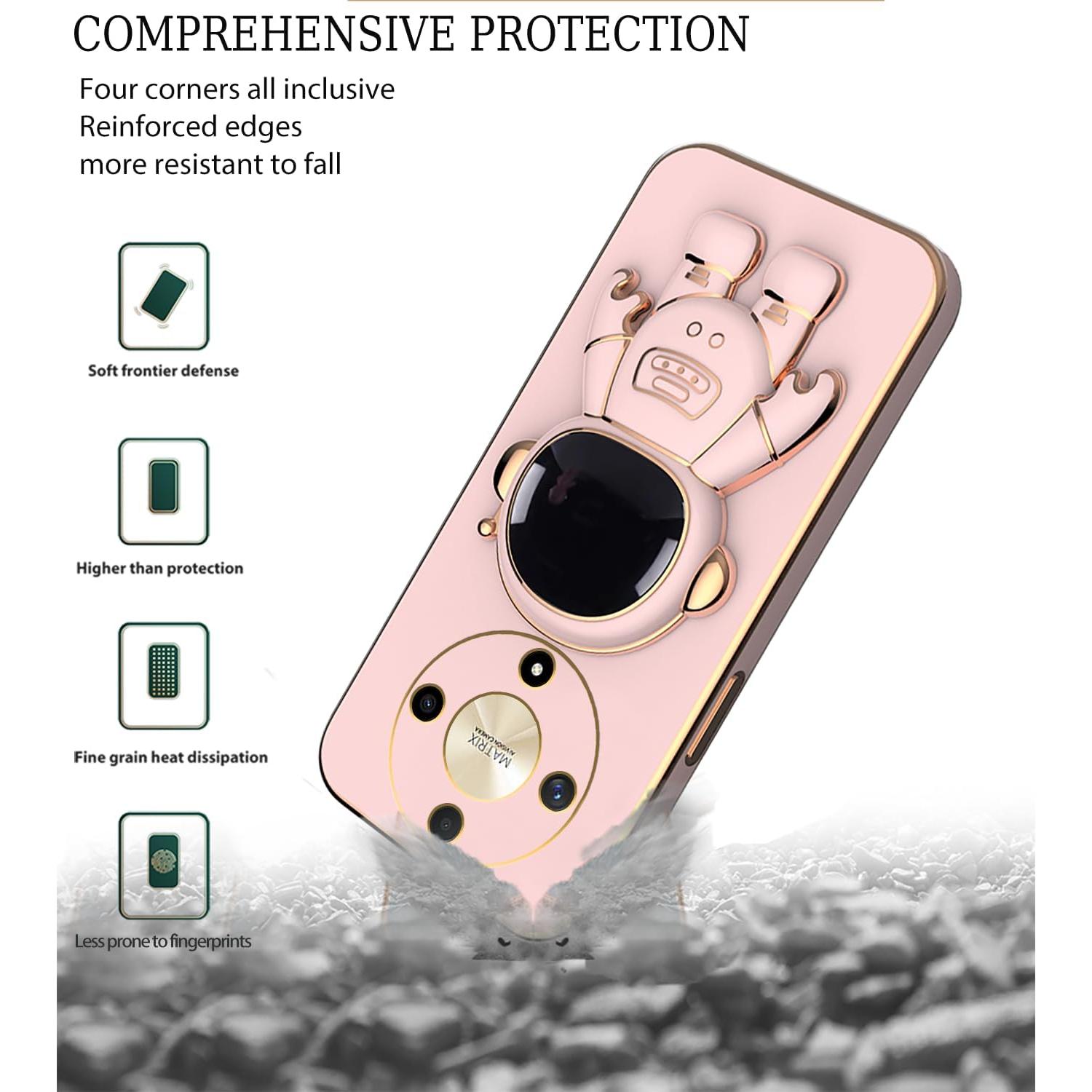 Funda de Silicona Rosa para Honor Magic 6 Lite con Soporte