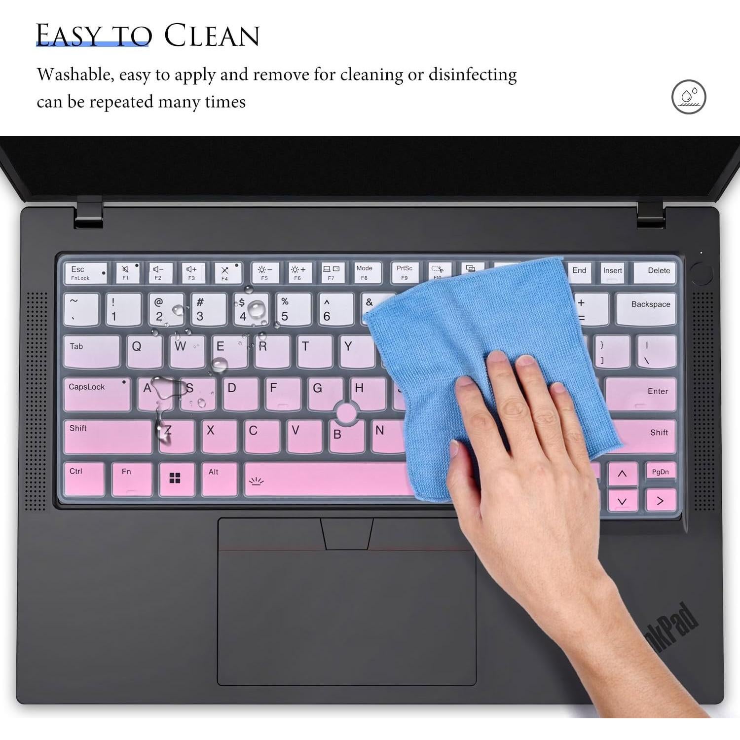 Funda de Teclado Silicona CASEDAO para Lenovo Thinkpad 14" Rosa