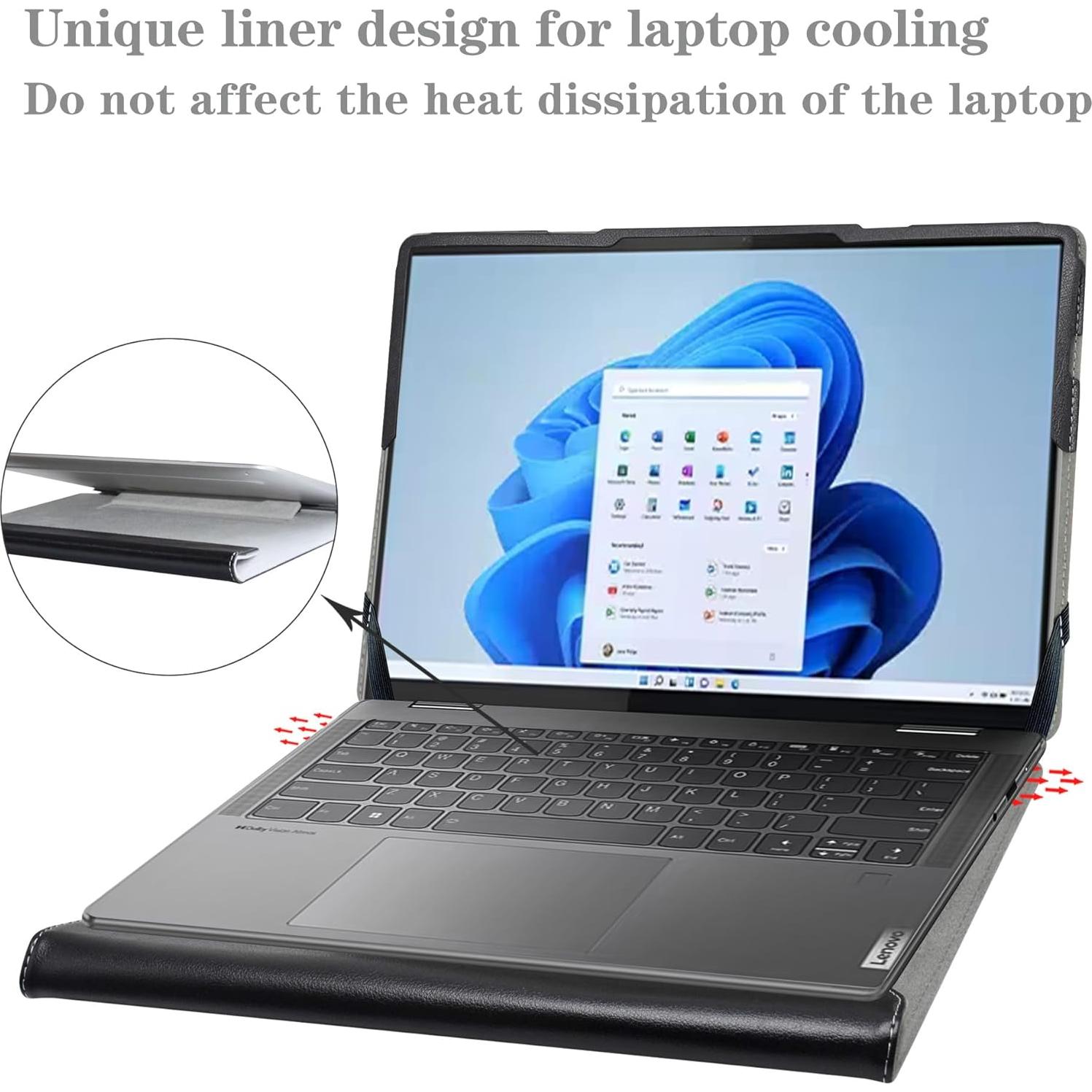 Funda Protectora Alapmk para Lenovo Yoga 9i y ThinkPad T14 - Negro