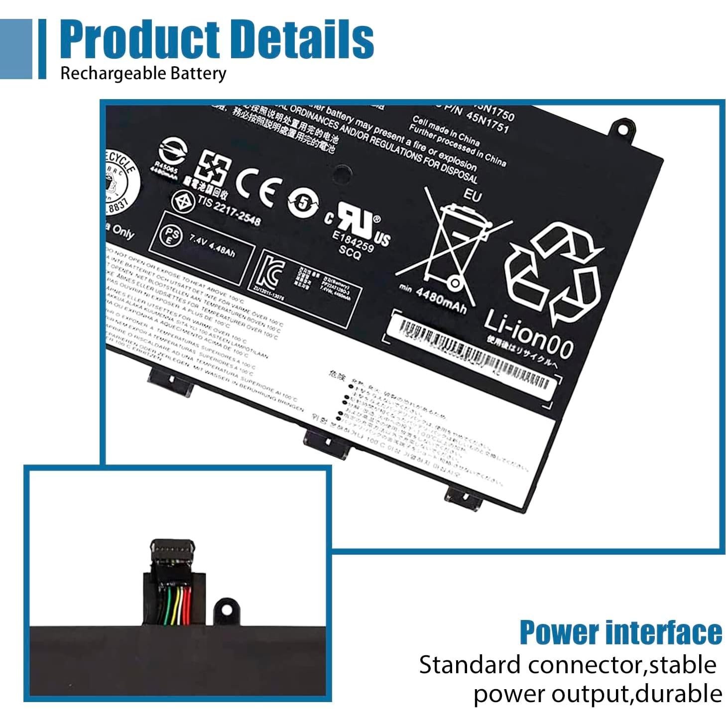 Batería Compatible 45N1750 para Lenovo ThinkPad Yoga 11E 4600mAh
