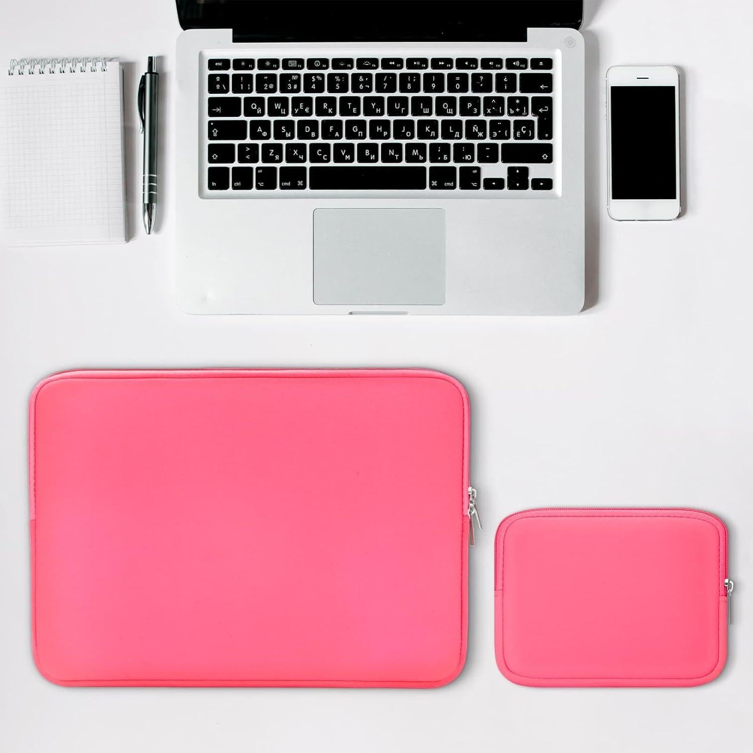 Funda Protectora RAINYEAR para Laptop 15" Rosa Brillante