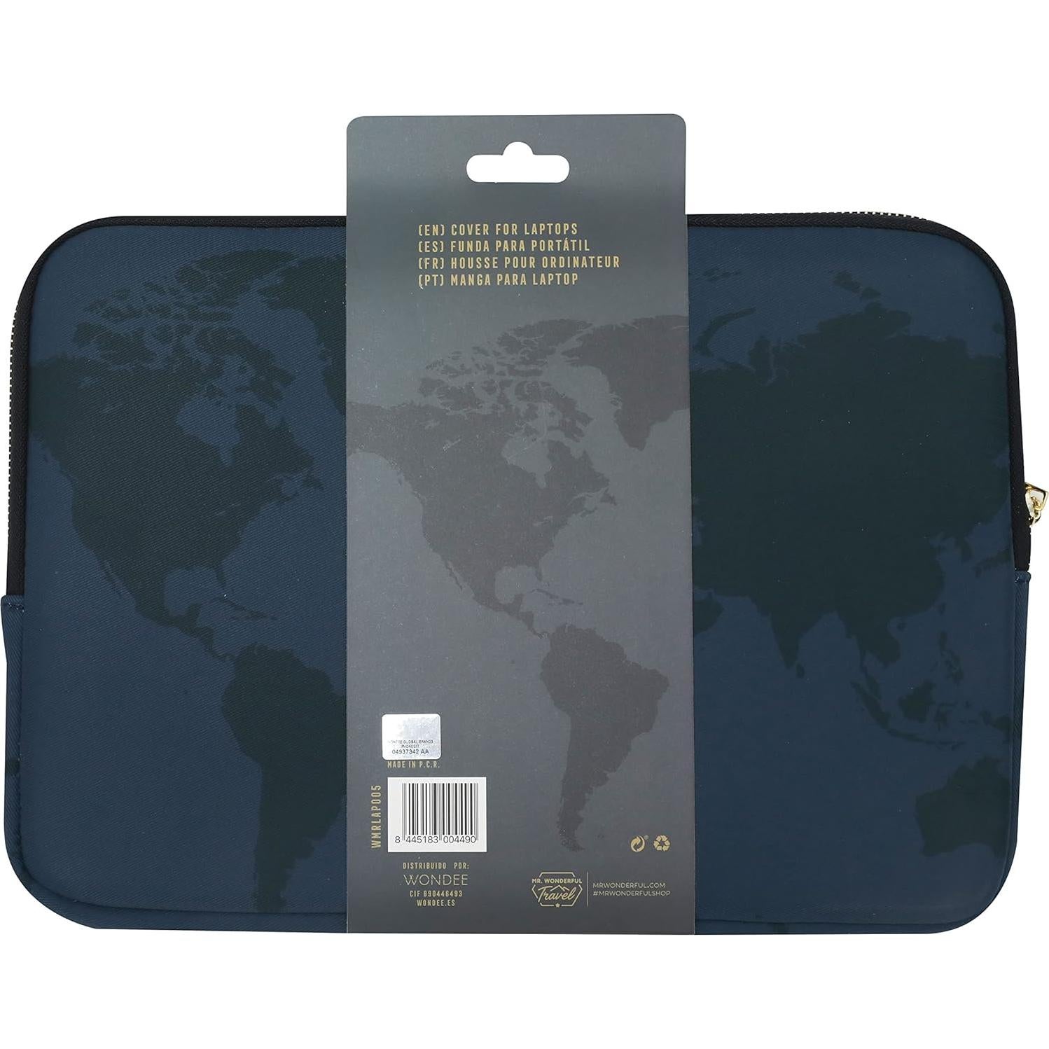 Funda para Laptop 13-14" Mr Wonderful Mapa Mundial Azul