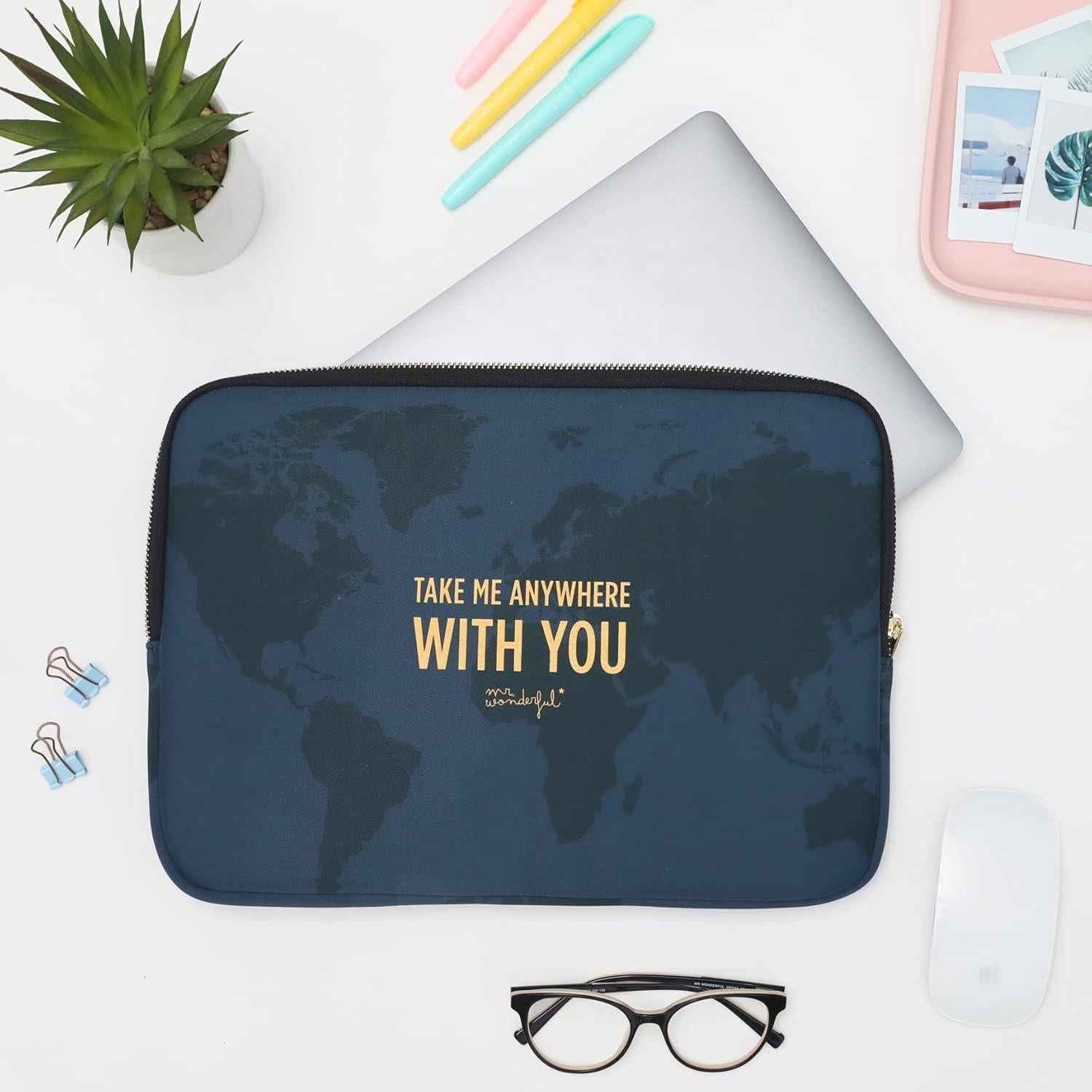 Funda para Laptop 13-14" Mr Wonderful Mapa Mundial Azul