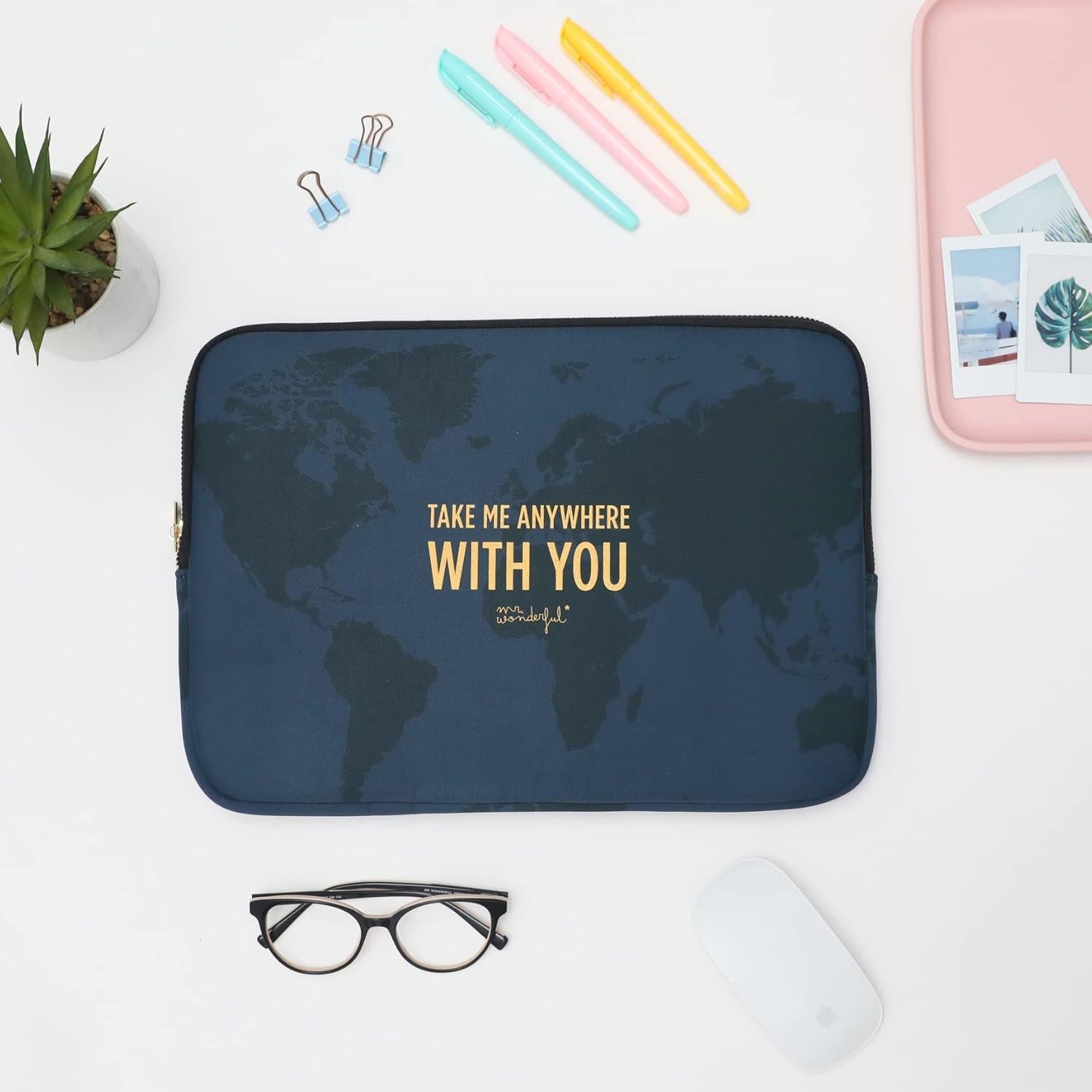 Funda para Laptop 13-14" Mr Wonderful Mapa Mundial Azul