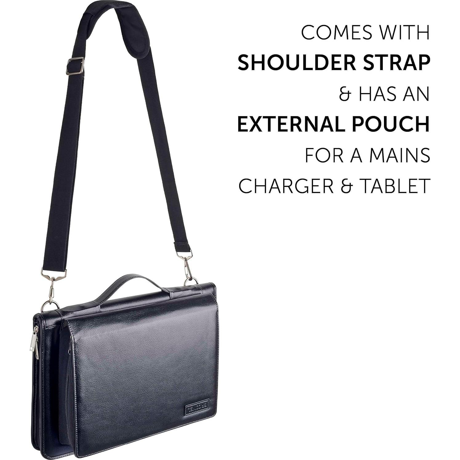 Funda de Mensajero de Cuero Negro Broonel para Laptop 16"