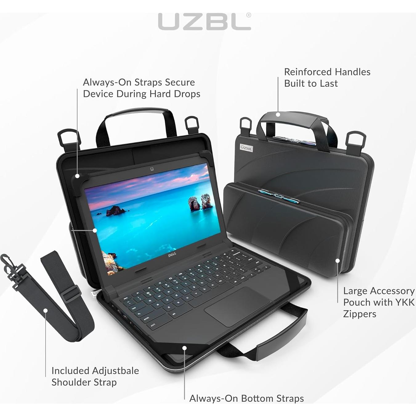 Funda Dura UZBL para Chromebook 11-11.6" con Correa y Bolsa