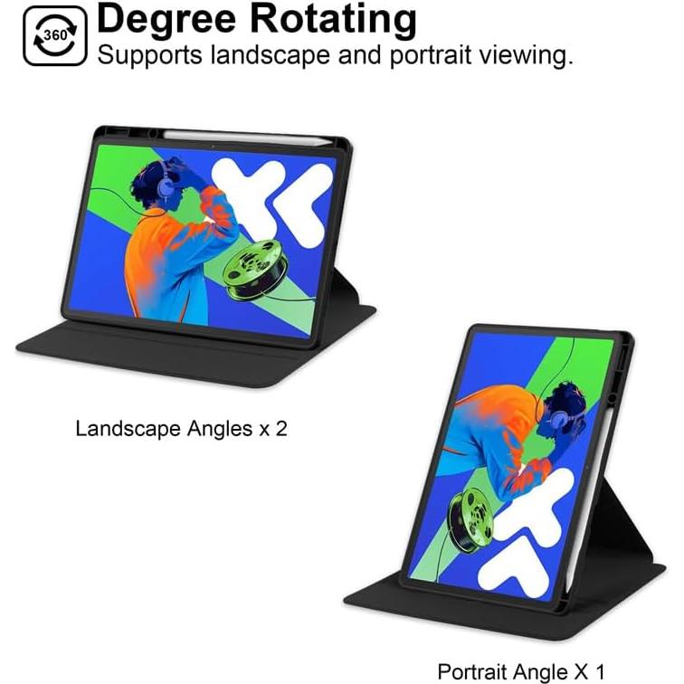 Funda Rotativa para Lenovo Xiaoxin Pad Pro 12.7" 2023/2025 - Negro