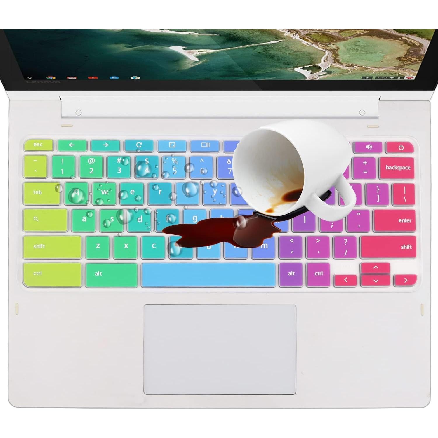 Cubierta de Teclado Silicona MUBUY-GOL para Lenovo 11.6" Arcoiris