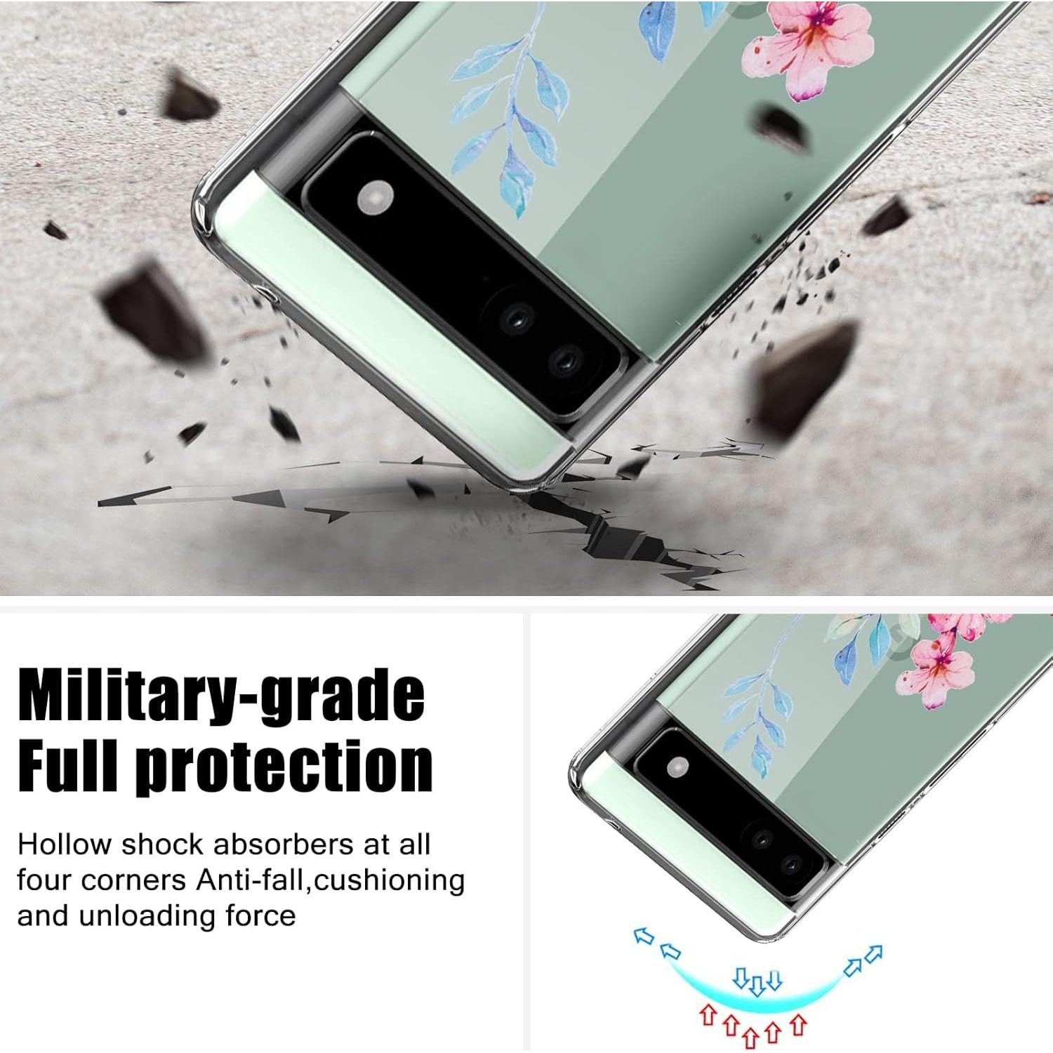 Funda TPU Transparente CameCosy para Google Pixel 6A - Flor de Cerezo