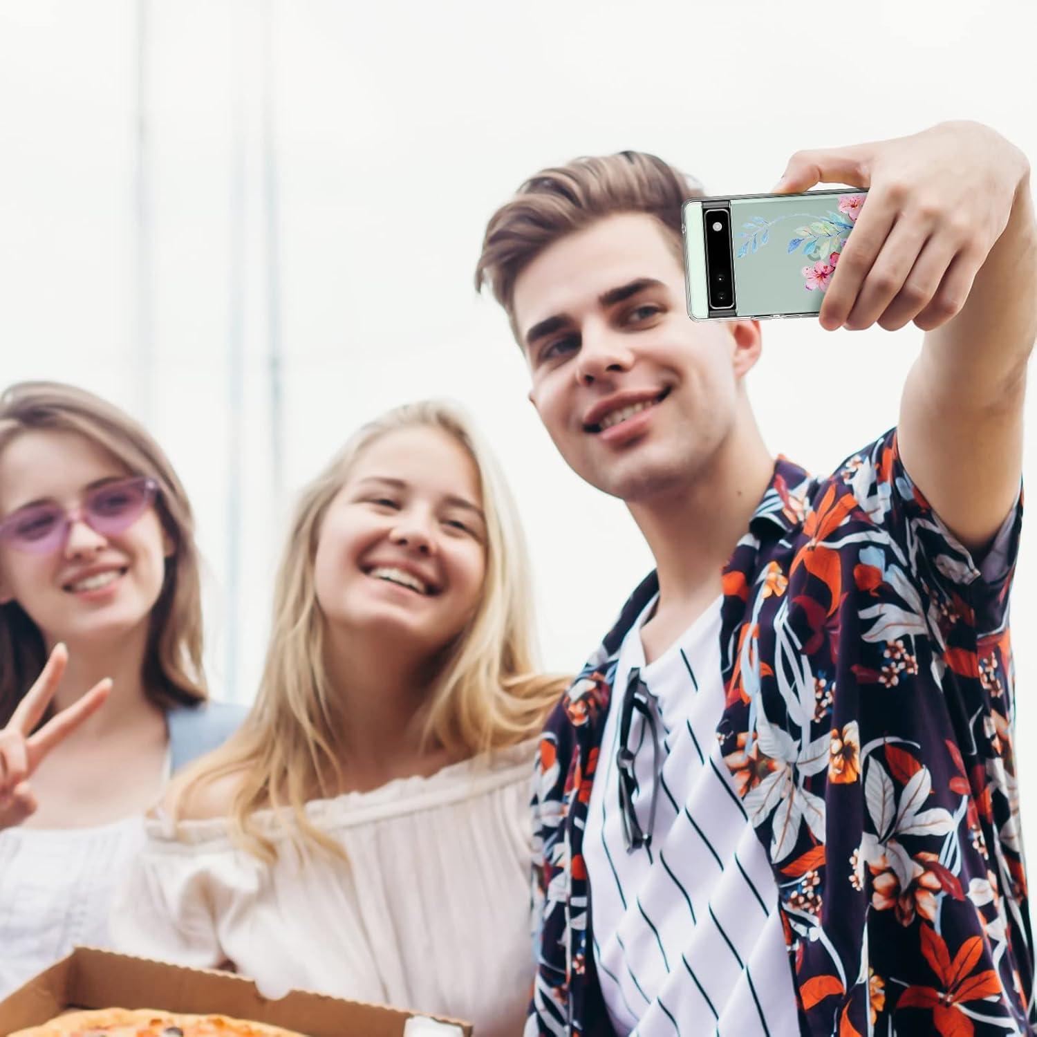 Funda TPU Transparente CameCosy para Google Pixel 6A - Flor de Cerezo