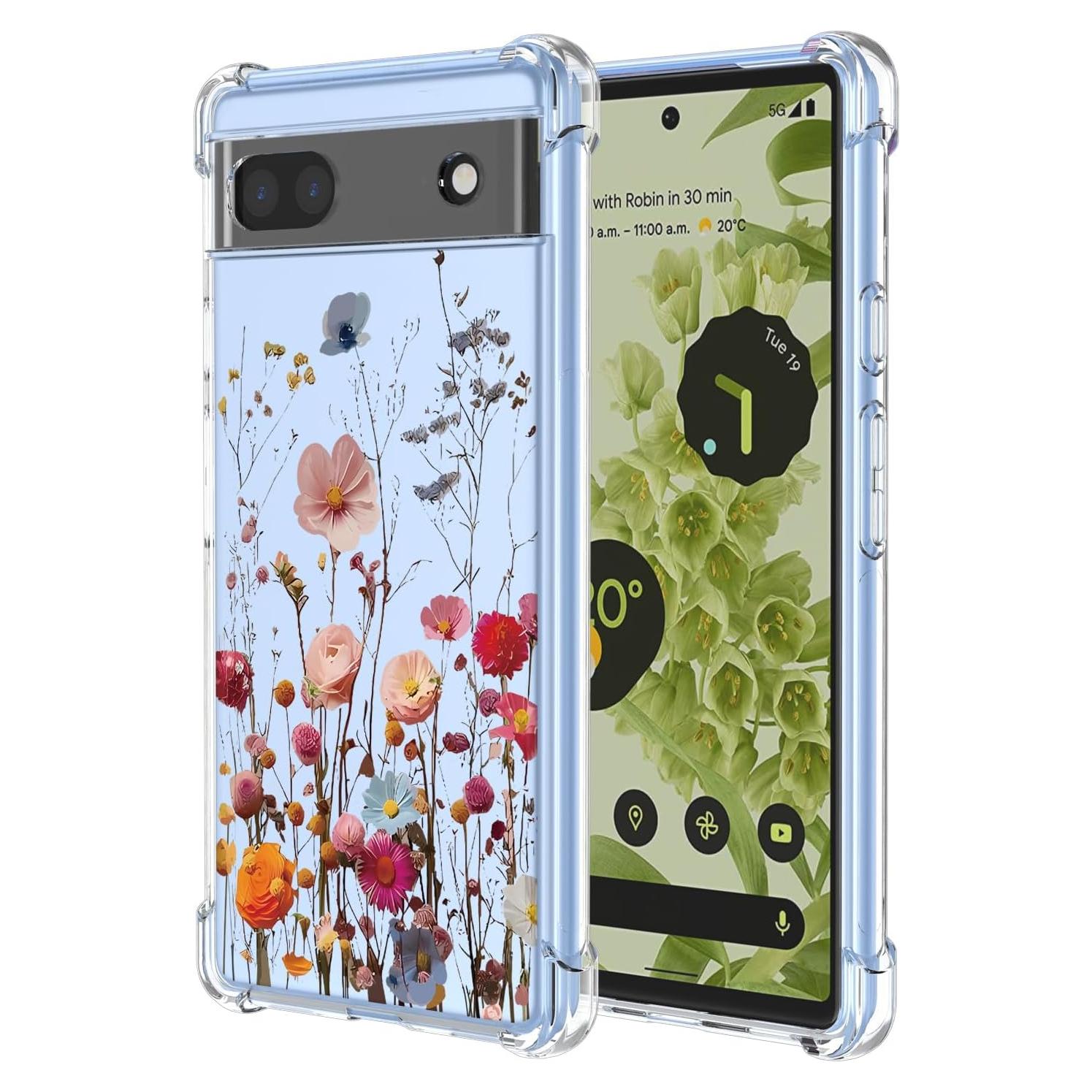 Funda Floral Google Pixel 6A TPU Transparente Antigolpes