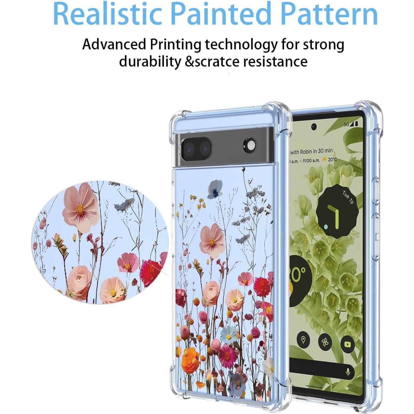 Funda Floral Google Pixel 6A TPU Transparente Antigolpes
