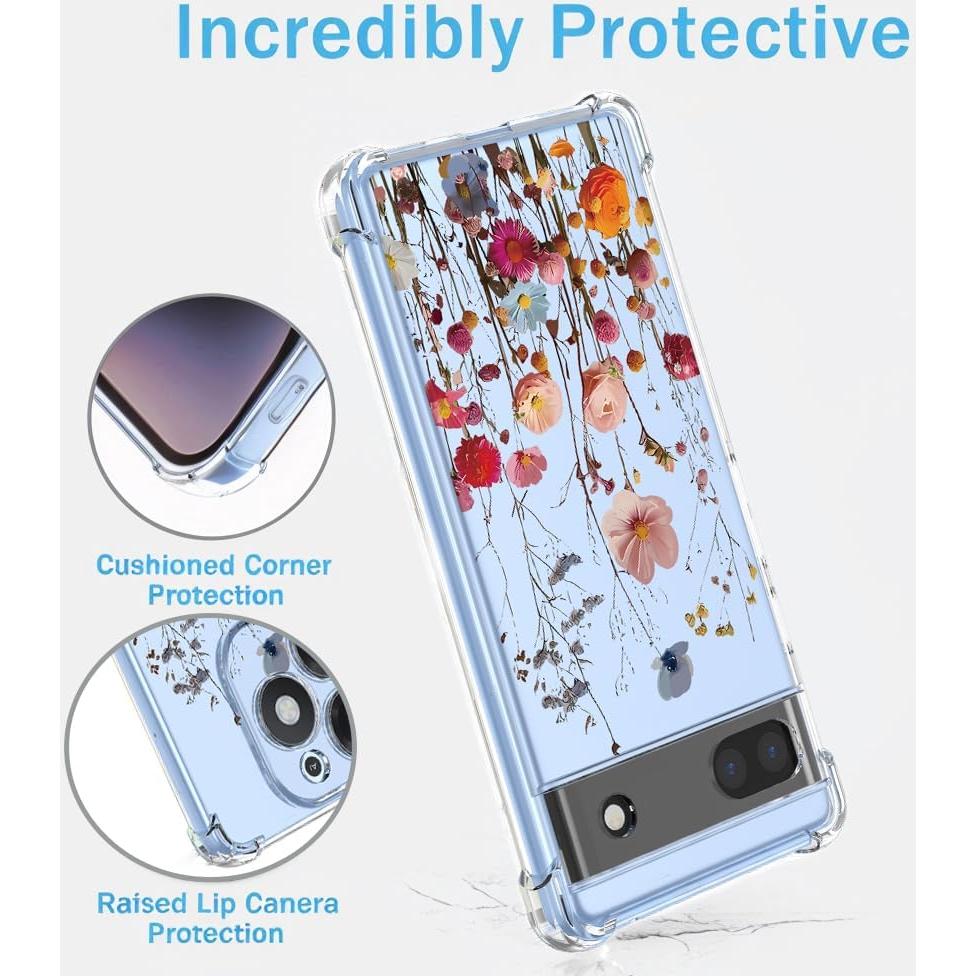 Funda Floral Google Pixel 6A TPU Transparente Antigolpes