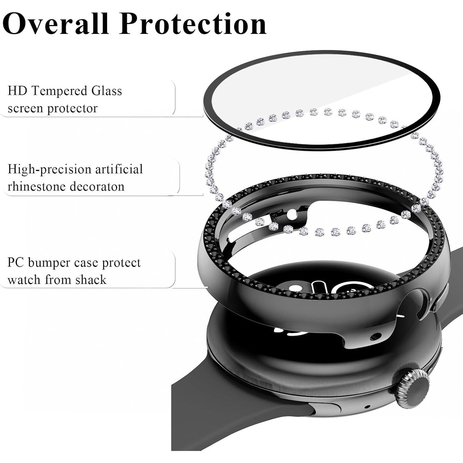 Funda Protectora para Google Pixel Watch 3 45mm Dorado