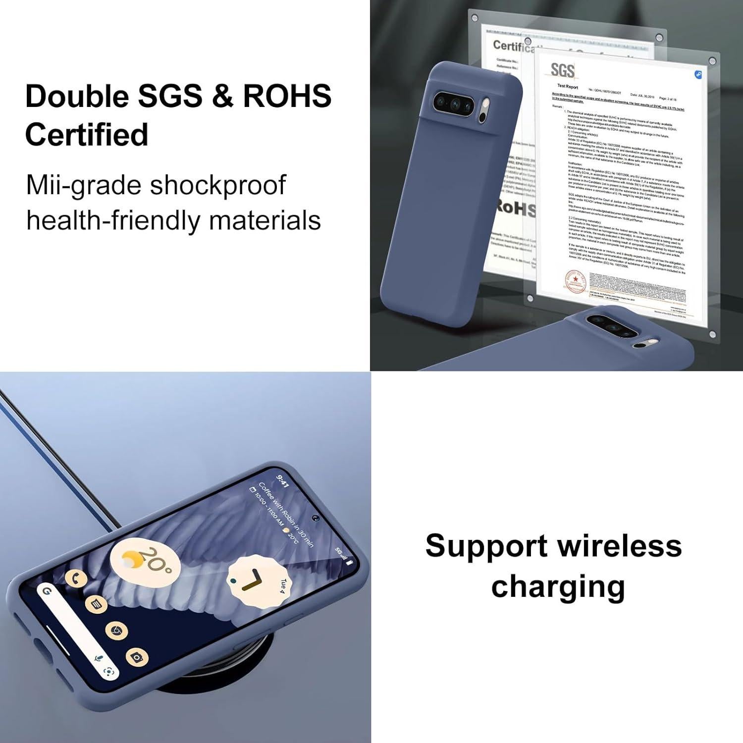 Funda de Silicona TISOOG para Google Pixel 8 Pro - Azul Marino