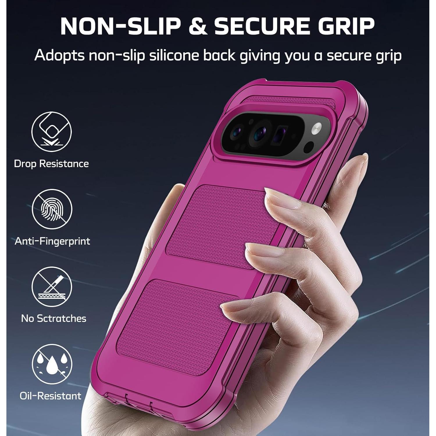 Funda Google Pixel 9 Pro XL con 2 Protectores y Clip 360°