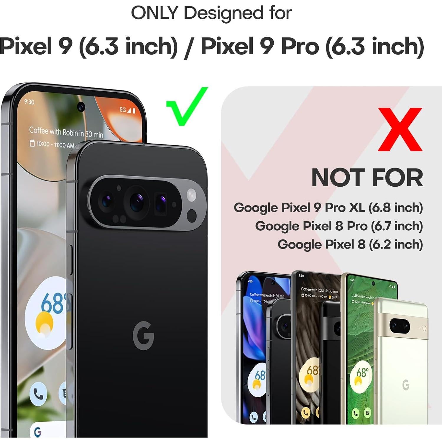 Funda TAURI para Google Pixel 9/9 Pro, Protección Militar, Negra