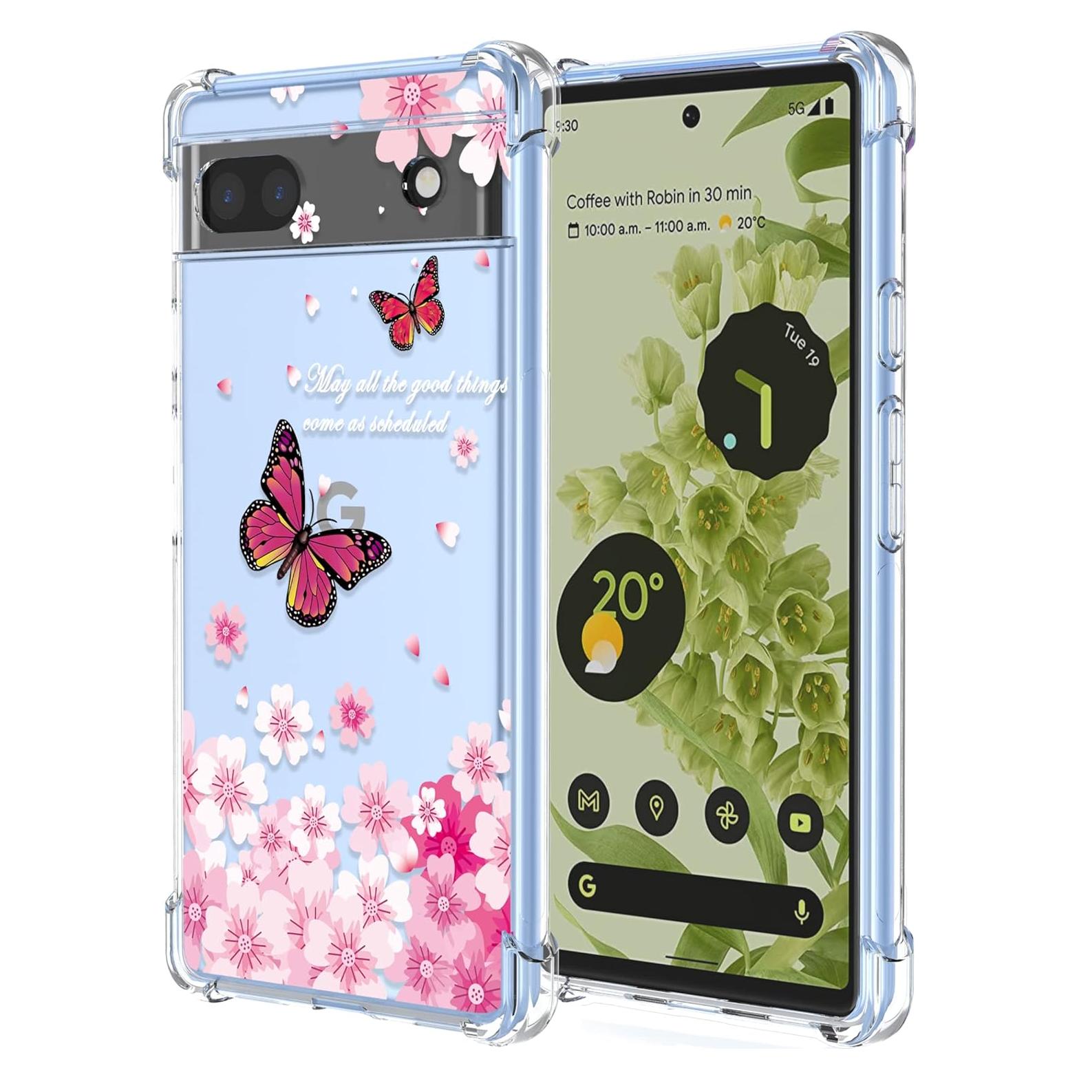 Funda de teléfono Google Pixel 6A Silicona TPU Floral Rosa