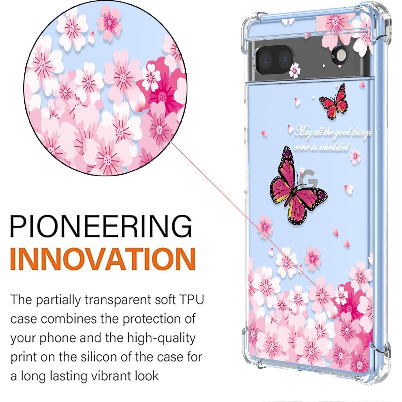 Funda de teléfono Google Pixel 6A Silicona TPU Floral Rosa