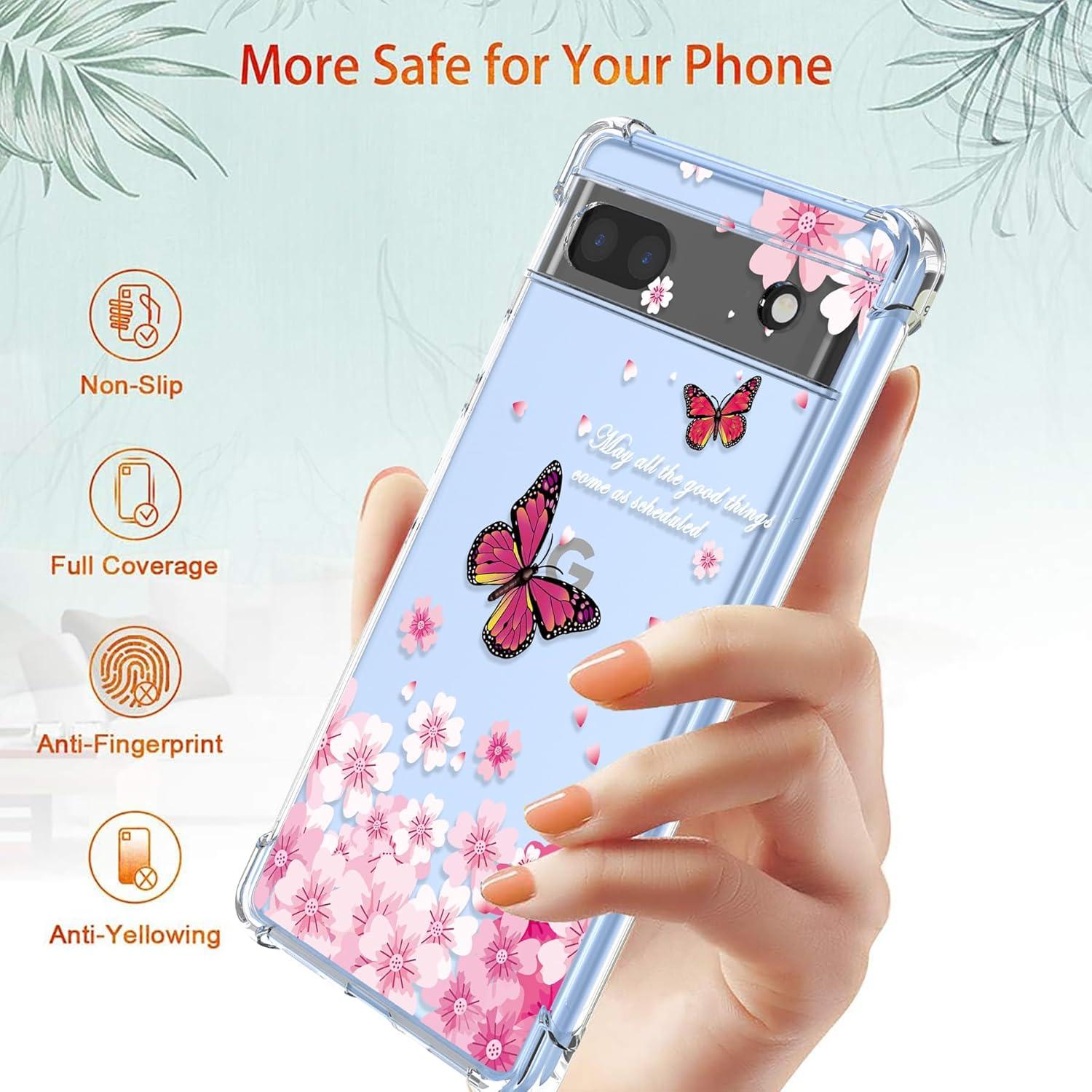 Funda de teléfono Google Pixel 6A Silicona TPU Floral Rosa