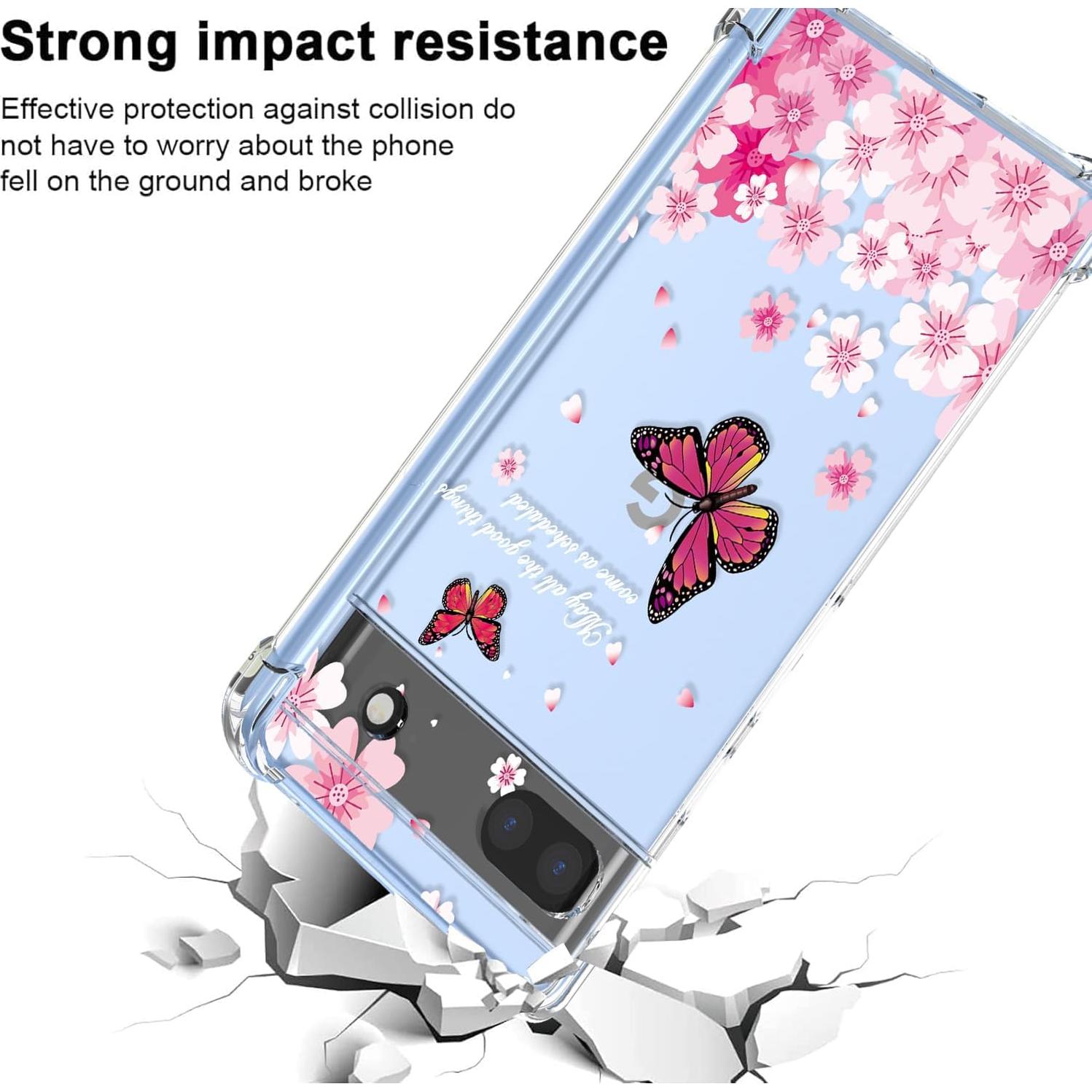 Funda de teléfono Google Pixel 6A Silicona TPU Floral Rosa