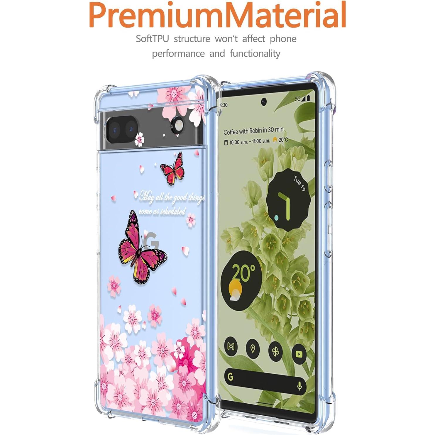 Funda de teléfono Google Pixel 6A Silicona TPU Floral Rosa