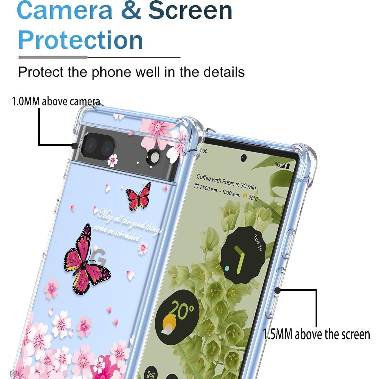 Funda de teléfono Google Pixel 6A Silicona TPU Floral Rosa