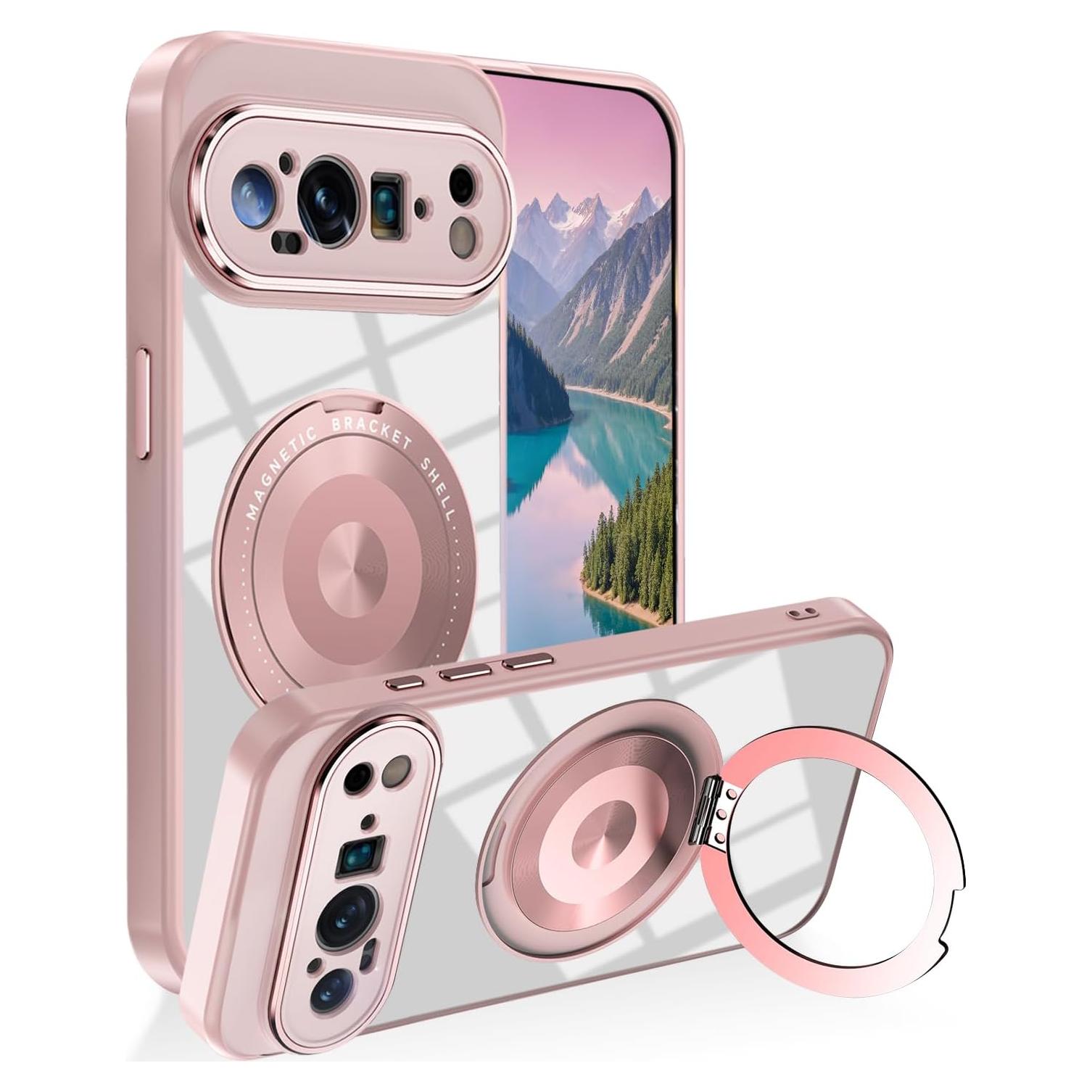 Funda Google Pixel 9 Pro XL Rosa con Soporte Magnético y Delgado