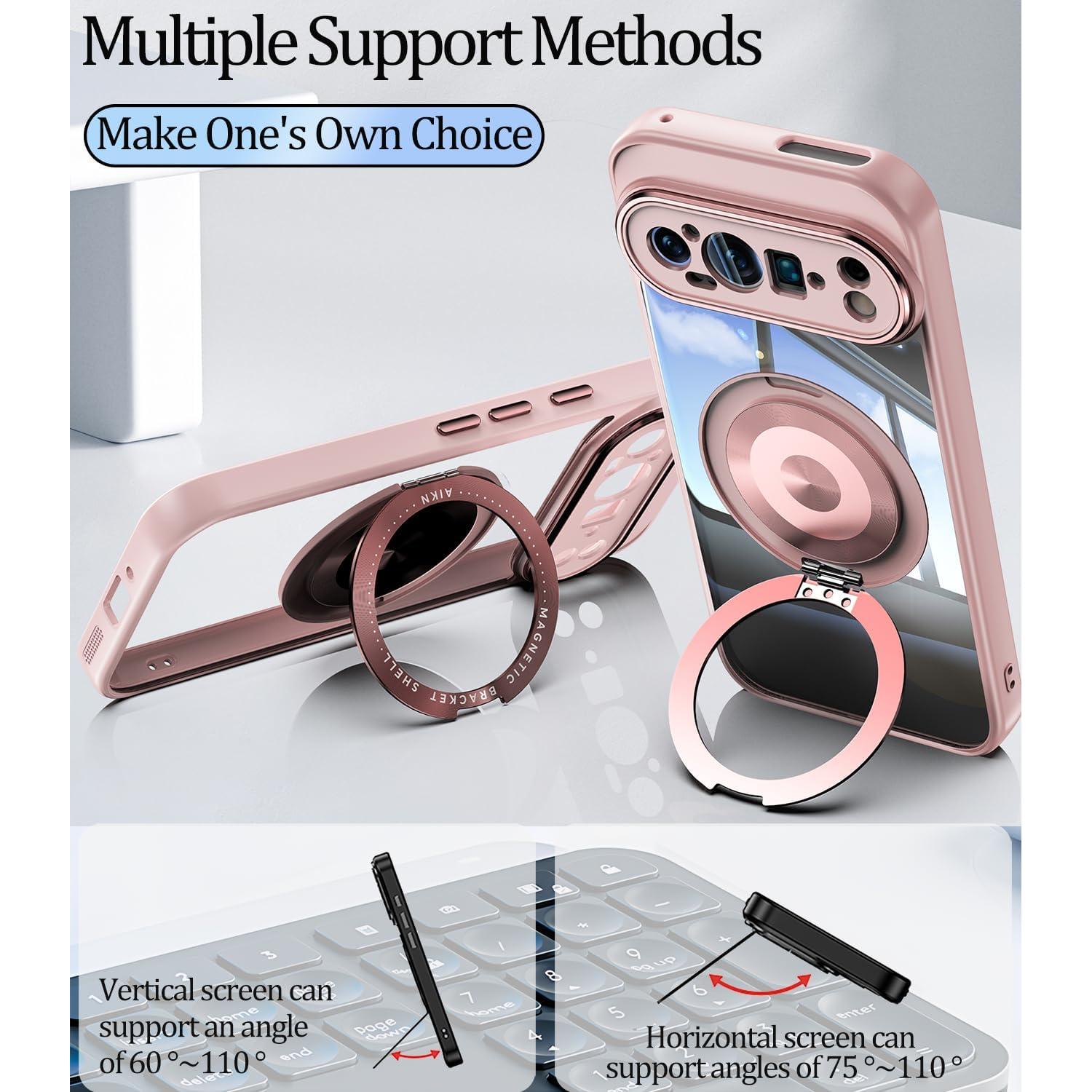 Funda Google Pixel 9 Pro XL Rosa con Soporte Magnético y Delgado