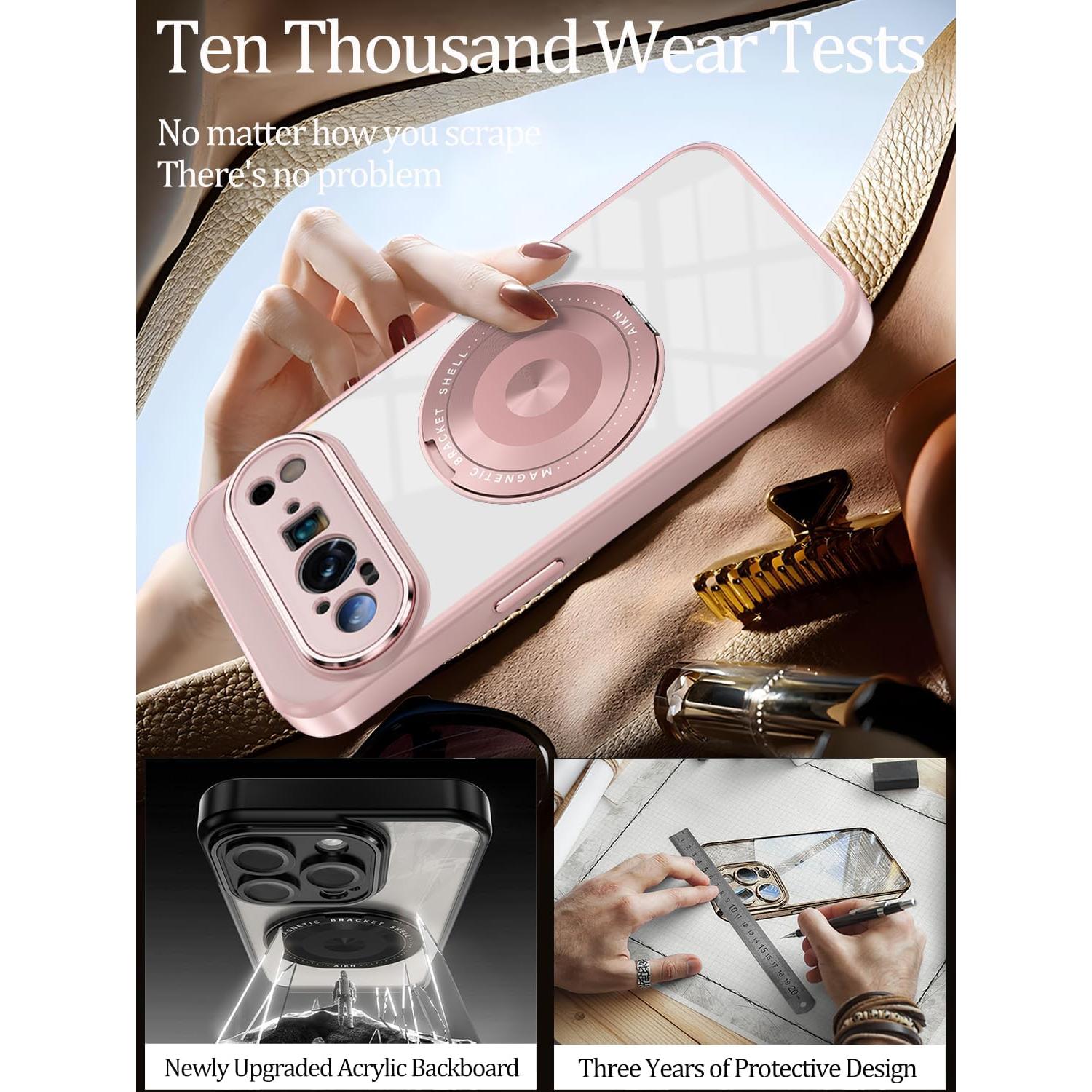 Funda Google Pixel 9 Pro XL Rosa con Soporte Magnético y Delgado