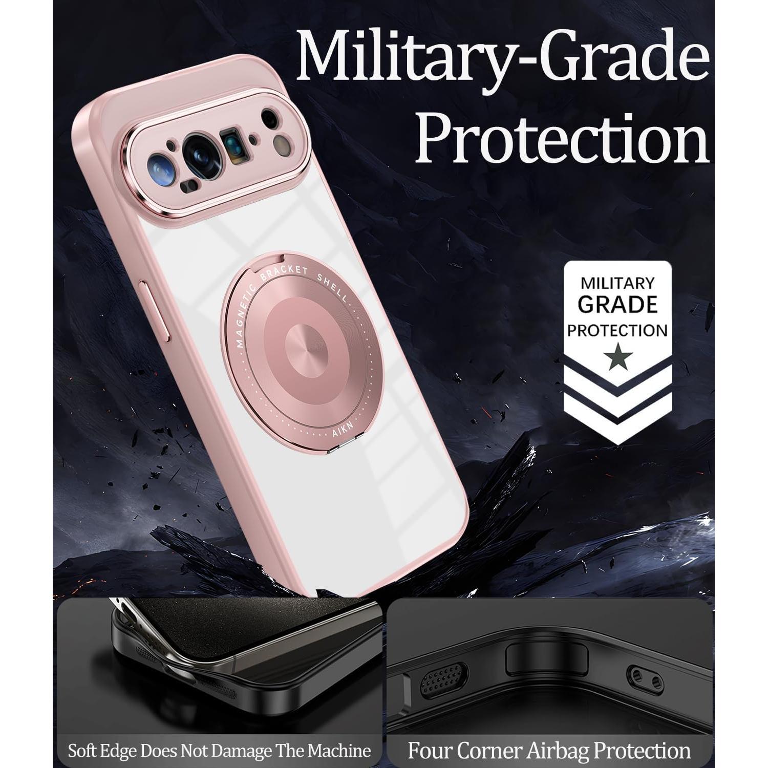 Funda Google Pixel 9 Pro XL Rosa con Soporte Magnético y Delgado