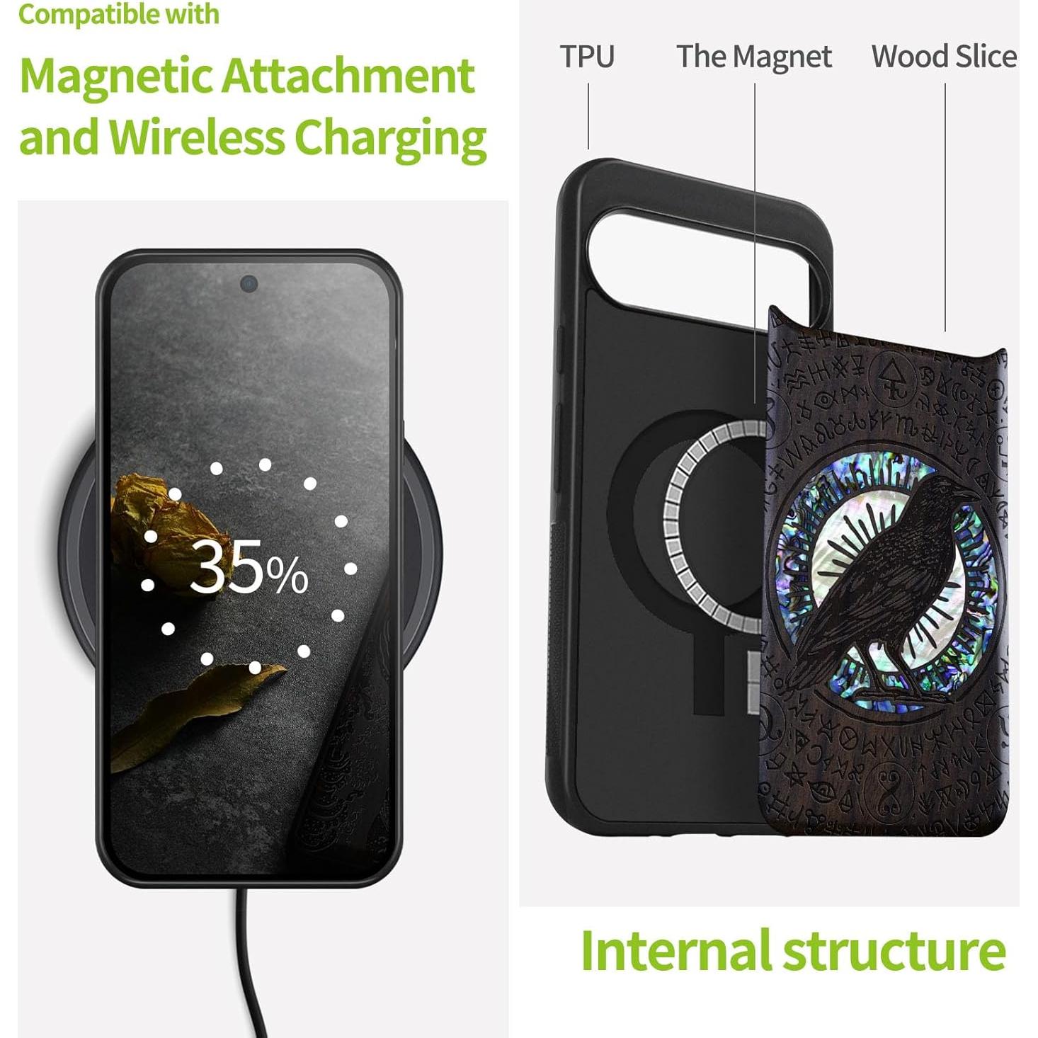 Funda de Madera Magnética Carveit para Google Pixel 9 Pro XL