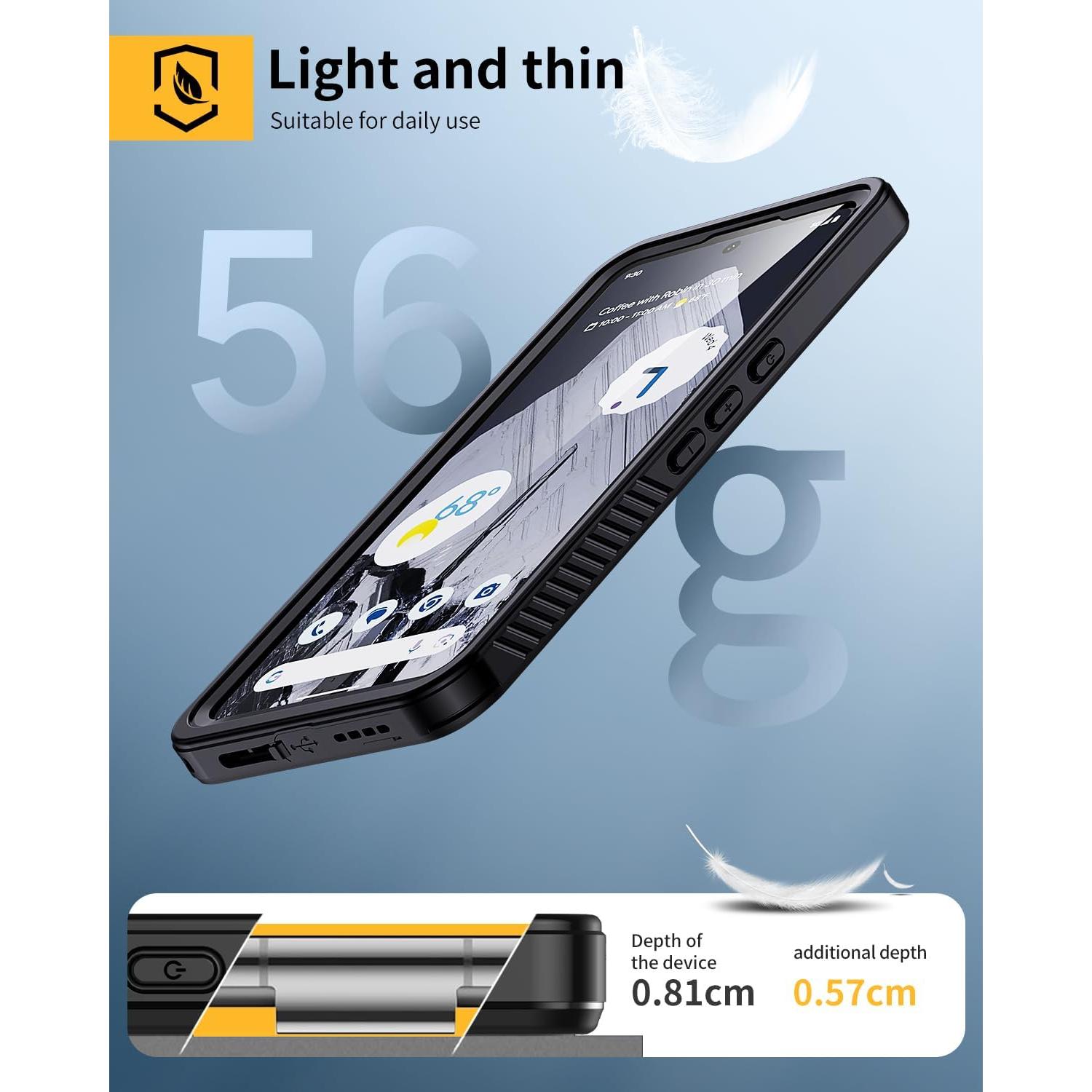 Funda Impermeable Lanhiem para Google Pixel 8 Pro, Negra