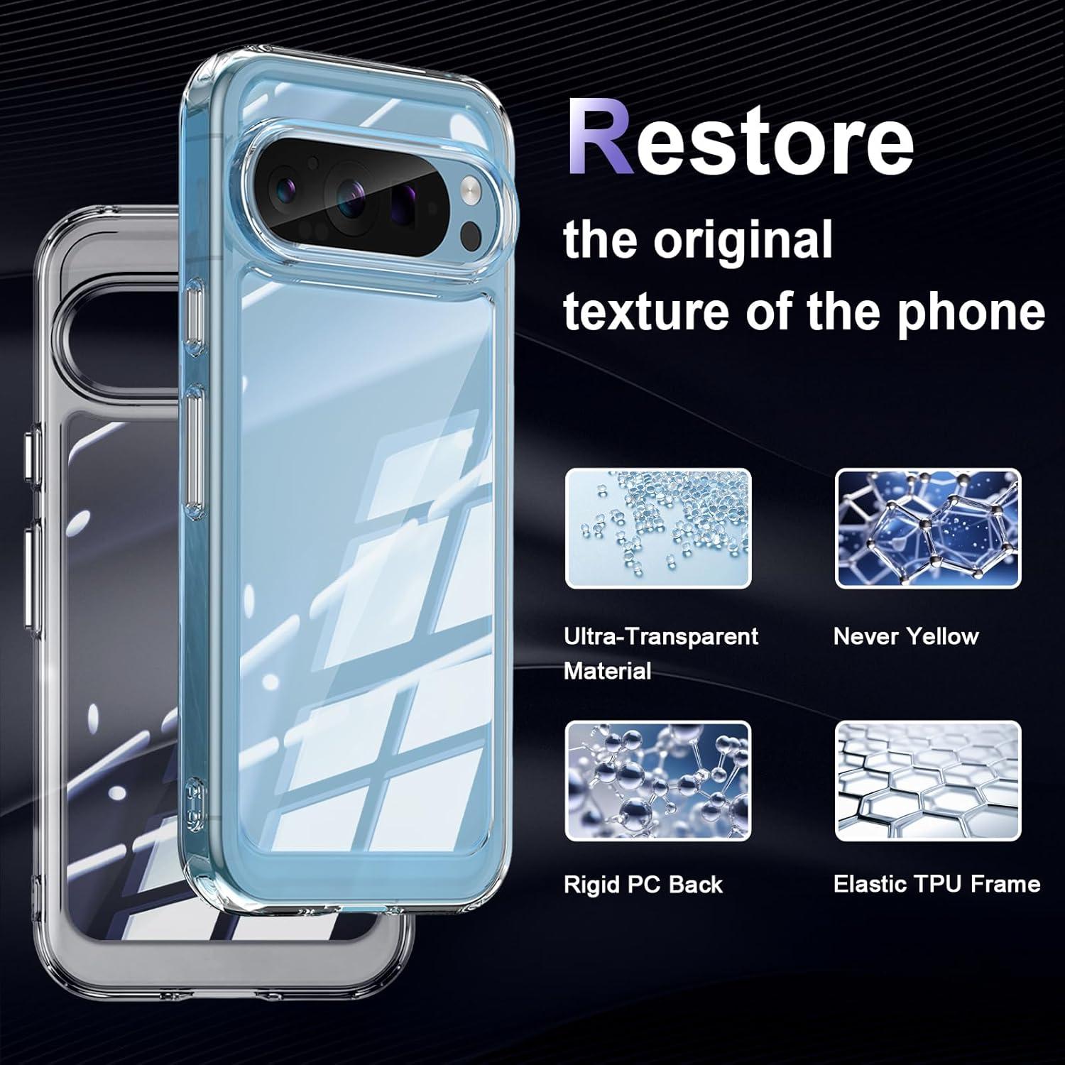 Funda Liisooka para Google Pixel 9/9 Pro, Transparente, Resistente