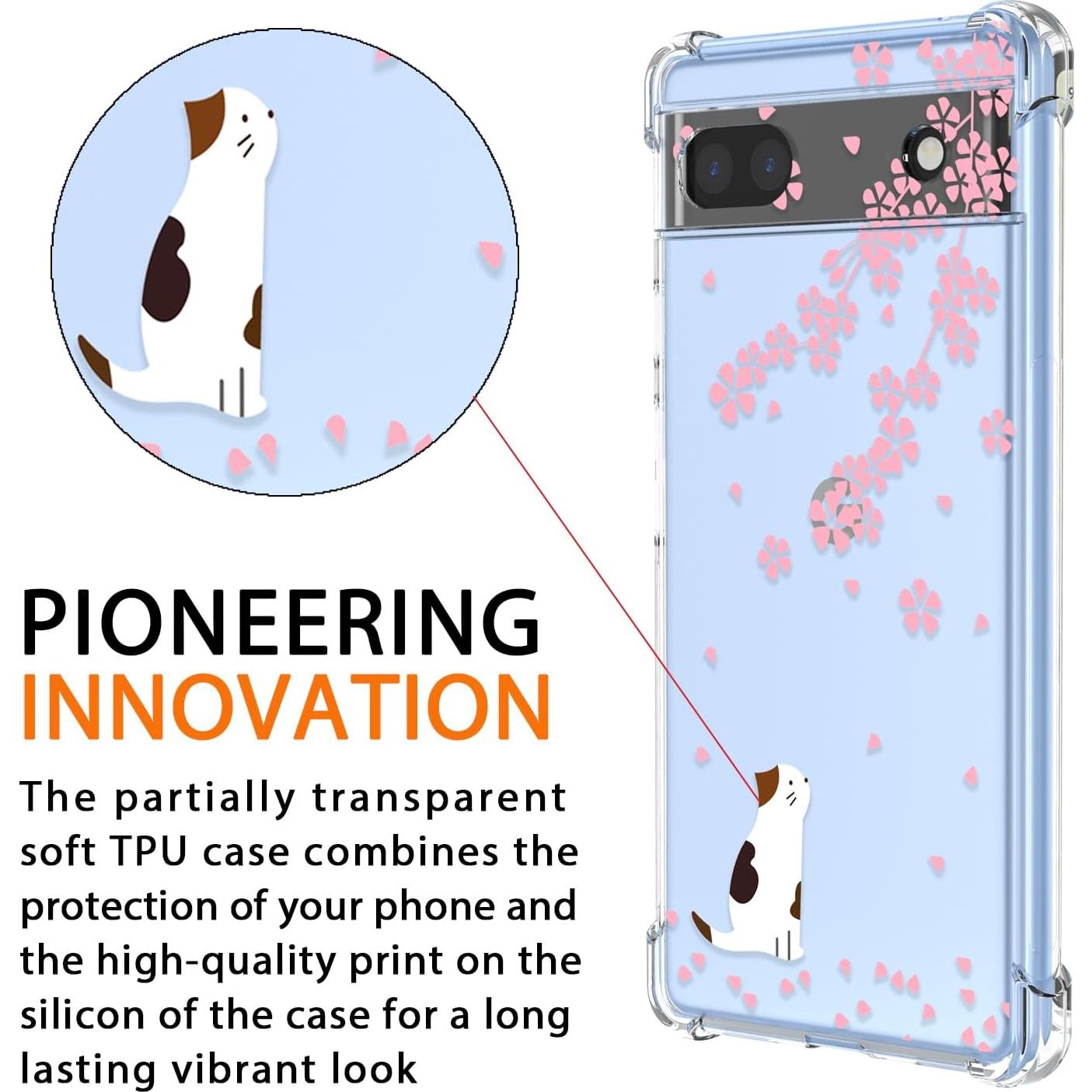 Funda protectora TPU Google Pixel 7 5G - Flor Rosa y Gato