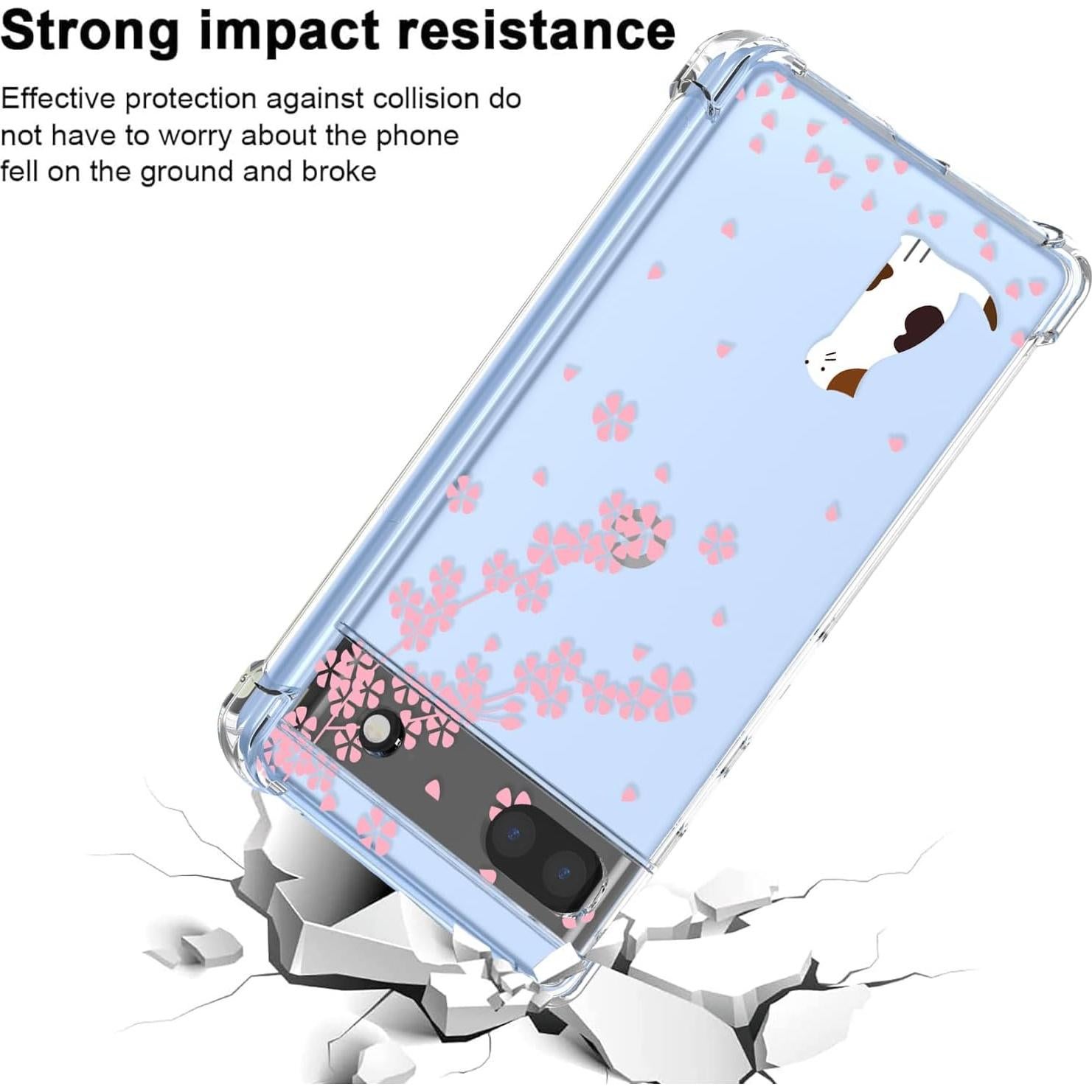 Funda protectora TPU Google Pixel 7 5G - Flor Rosa y Gato