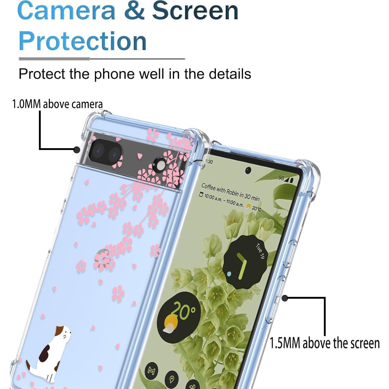 Funda protectora TPU Google Pixel 7 5G - Flor Rosa y Gato