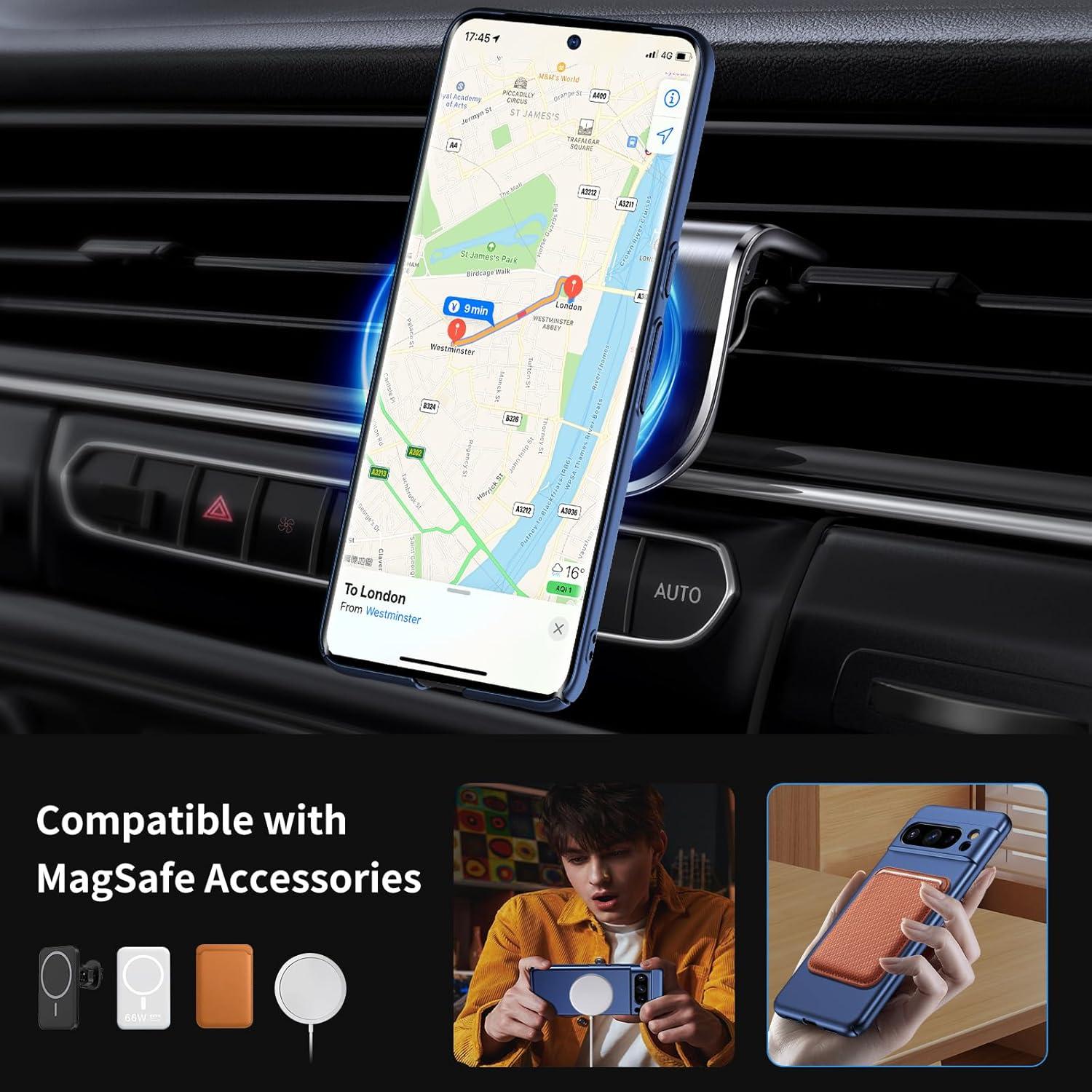 Funda Magnética Ultra Delgada GRECAZO para Pixel 8 Pro - Azul Marino