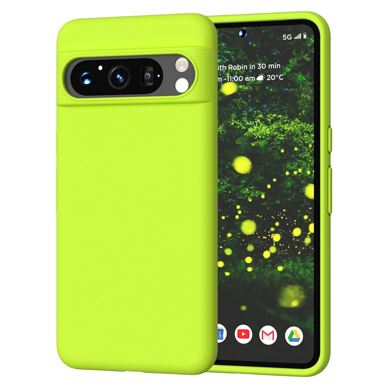 Funda Silicona COFFKER para Google Pixel 8 Pro Amarillo Fluorescente
