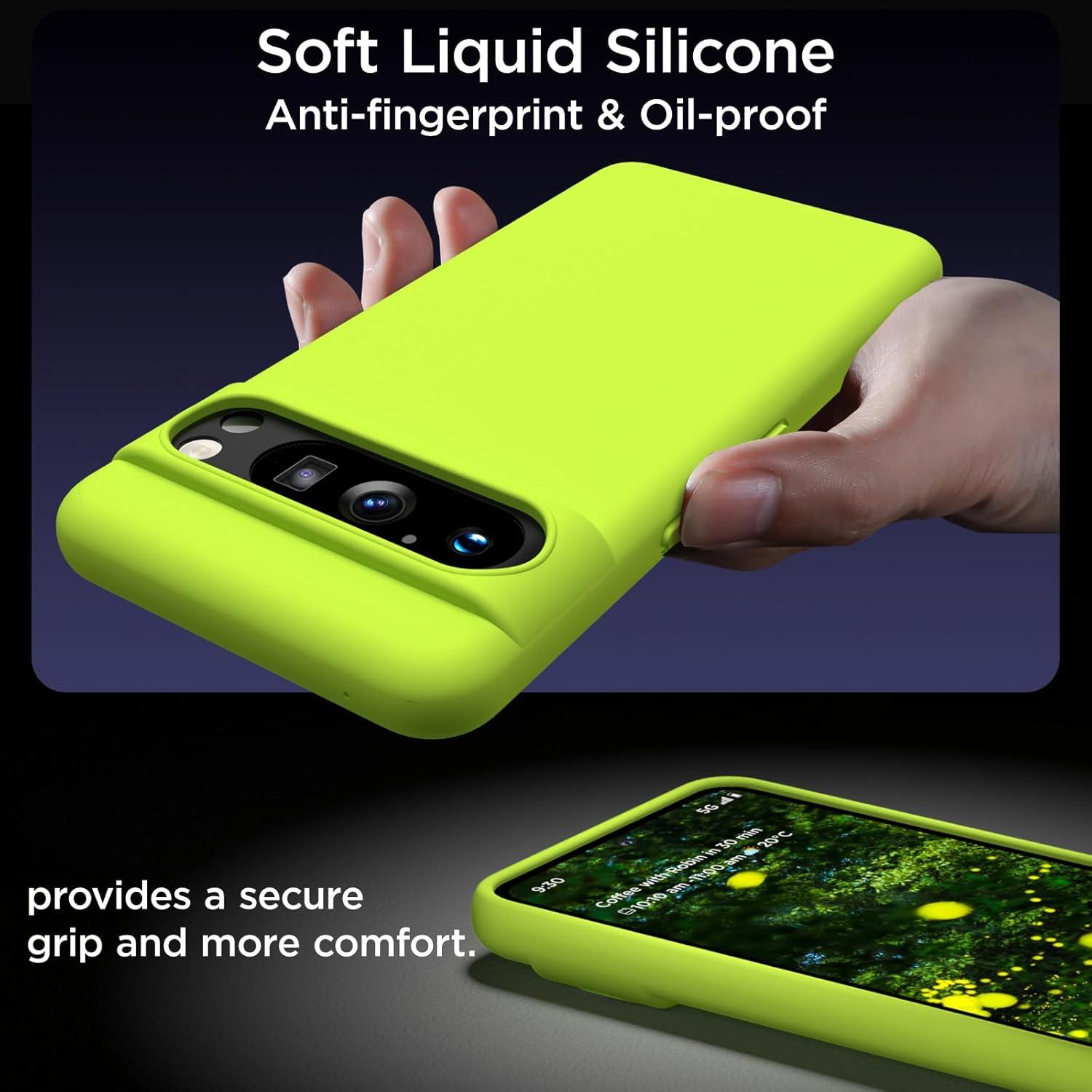 Funda Silicona COFFKER para Google Pixel 8 Pro Amarillo Fluorescente